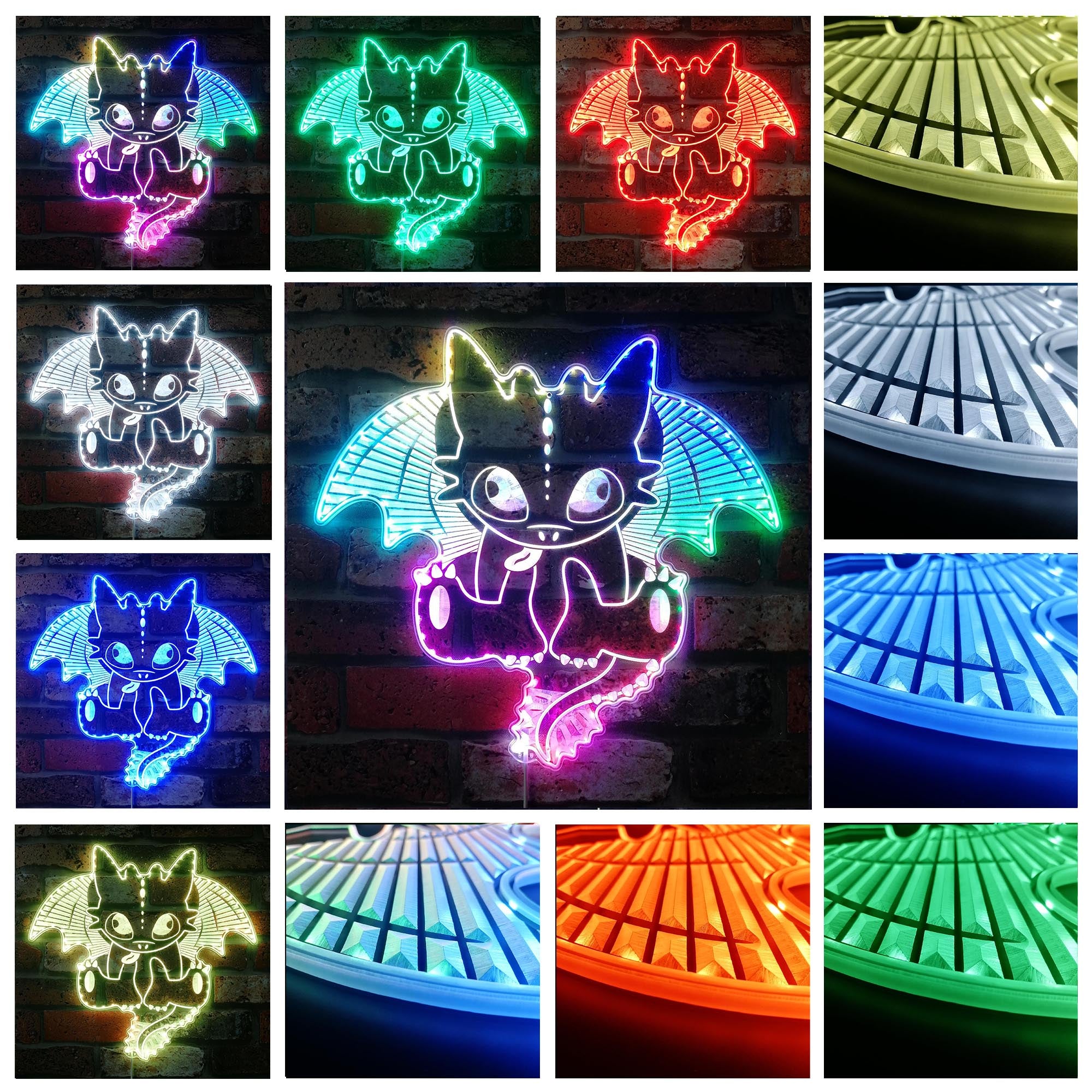 Toothless Cute Dragon Dynamic RGB Edge Lit LED Sign