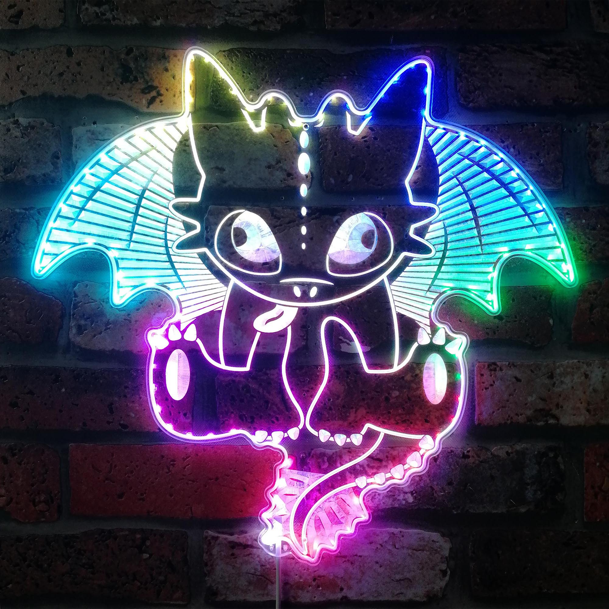 Toothless Cute Dragon Dynamic RGB Edge Lit LED Sign