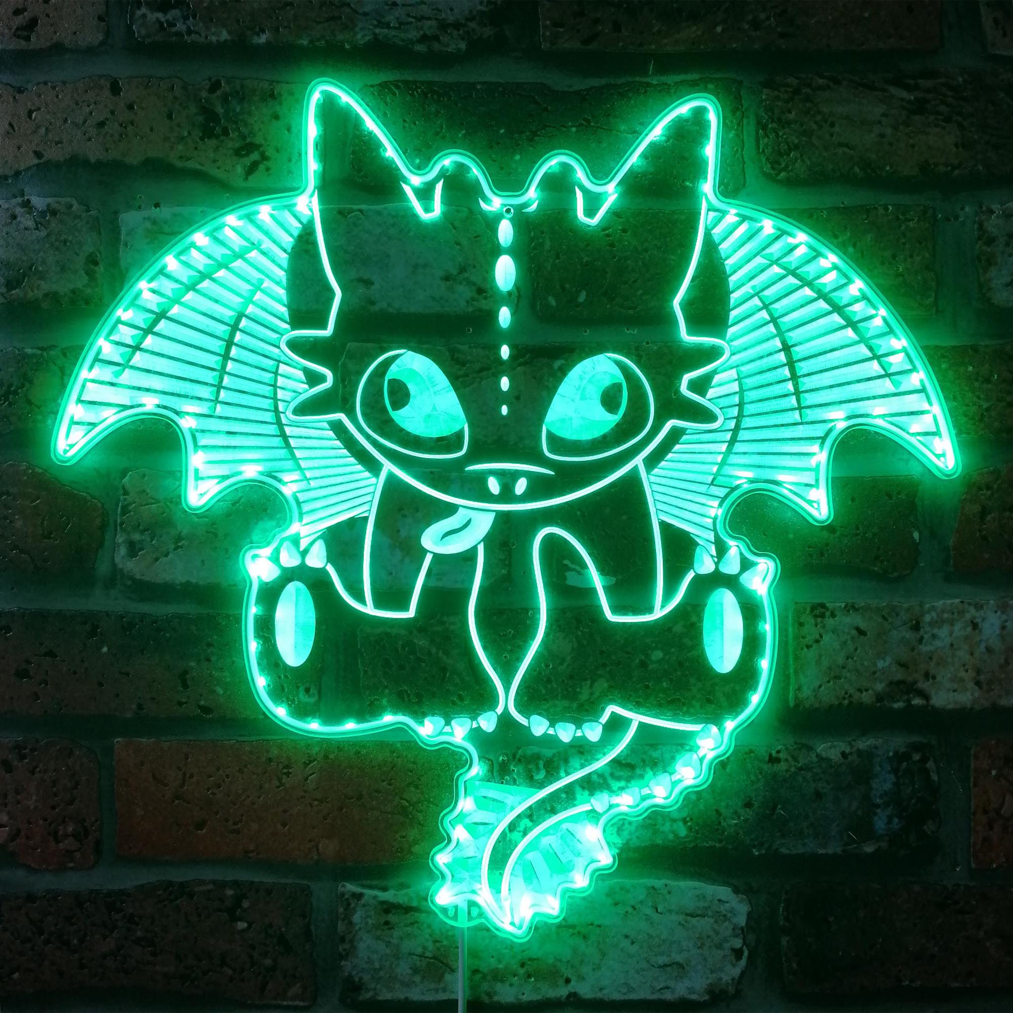 Toothless Cute Dragon Dynamic RGB Edge Lit LED Sign