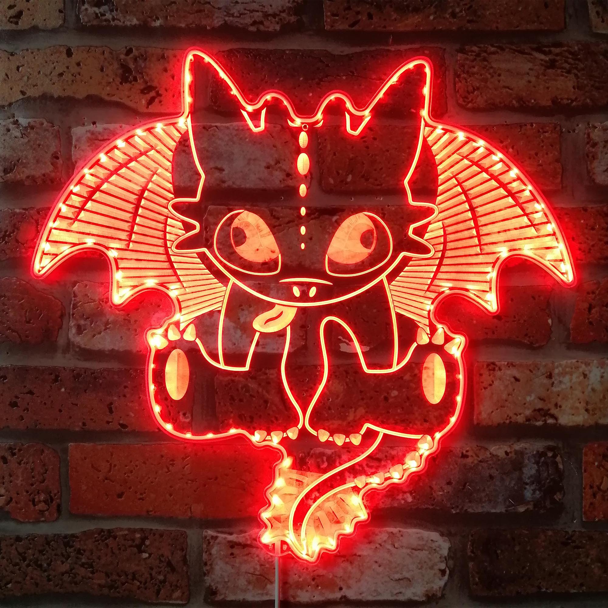 Toothless Cute Dragon Dynamic RGB Edge Lit LED Sign