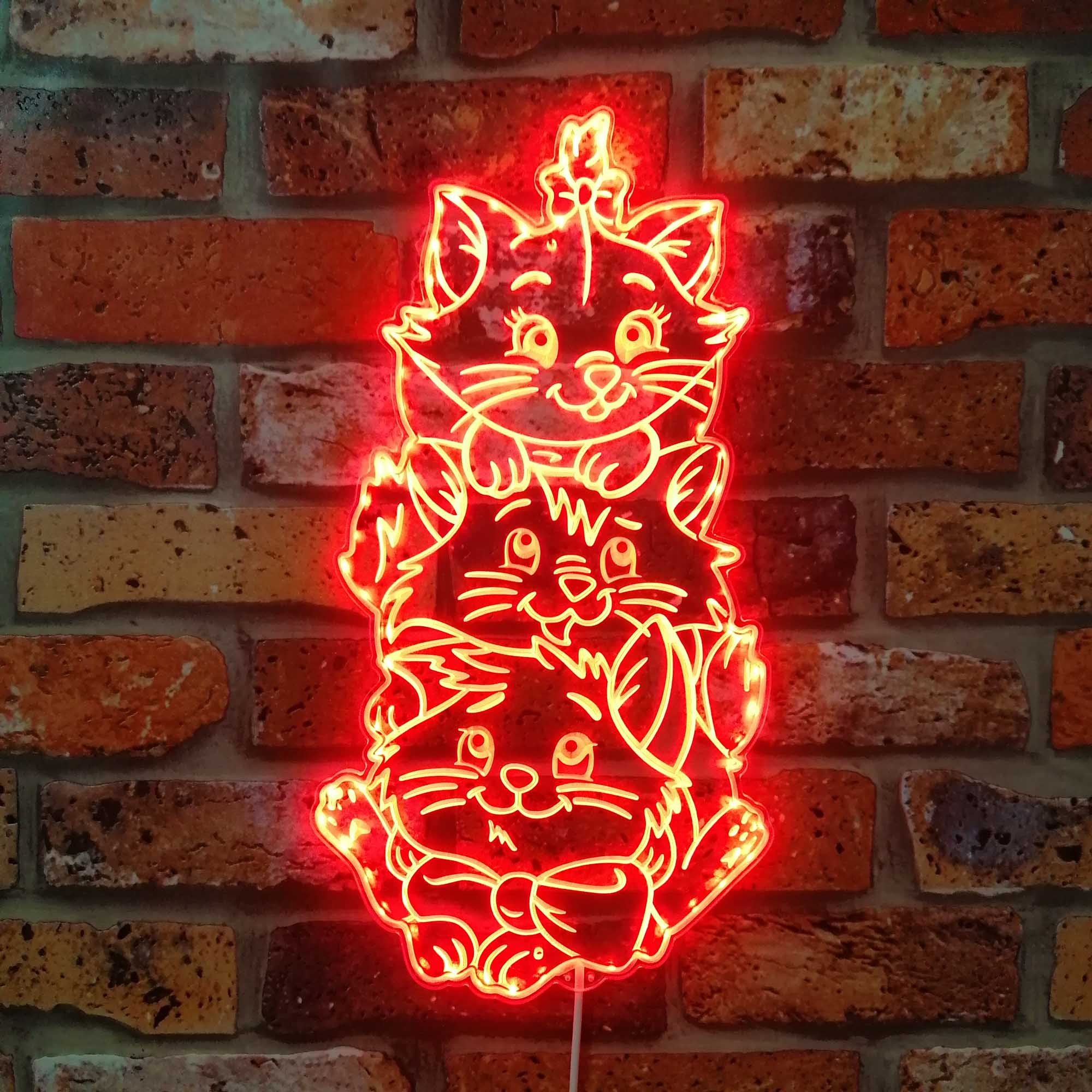 Aristocats Marie Toulouse Berlioz Dynamic RGB Edge Lit LED Sign