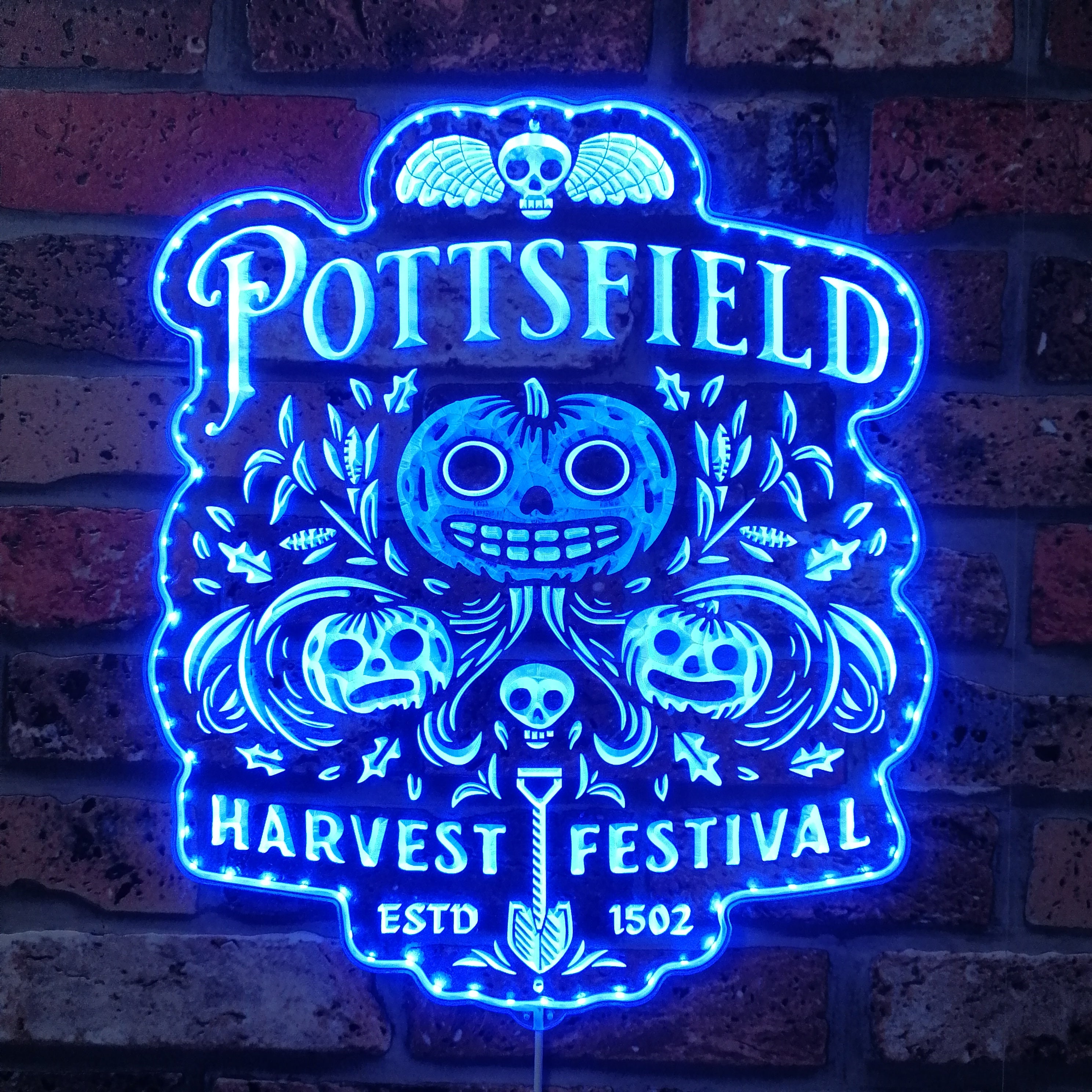 Pottsfield Harvest Festival Dynamic RGB Edge Lit LED Sign