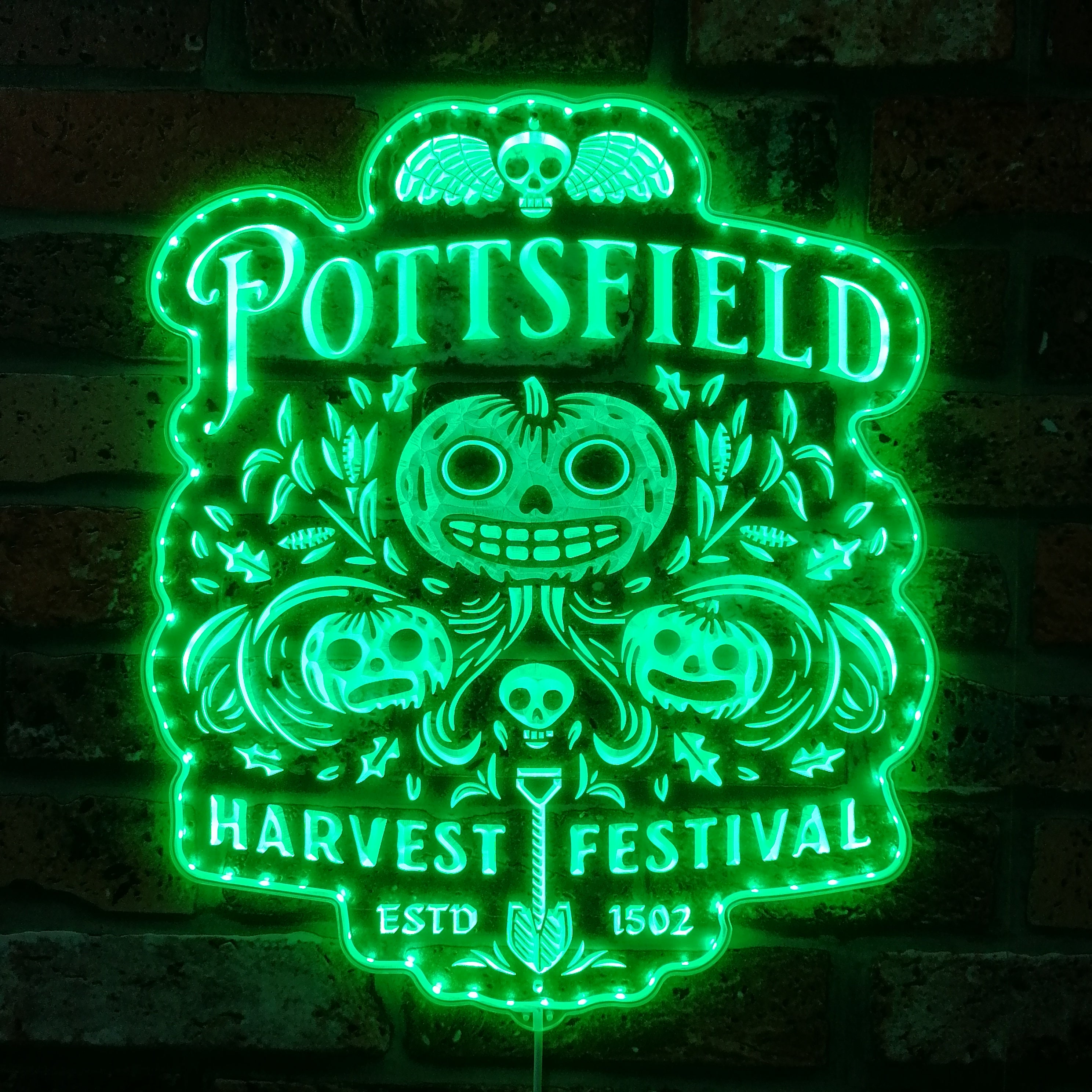 Pottsfield Harvest Festival Dynamic RGB Edge Lit LED Sign