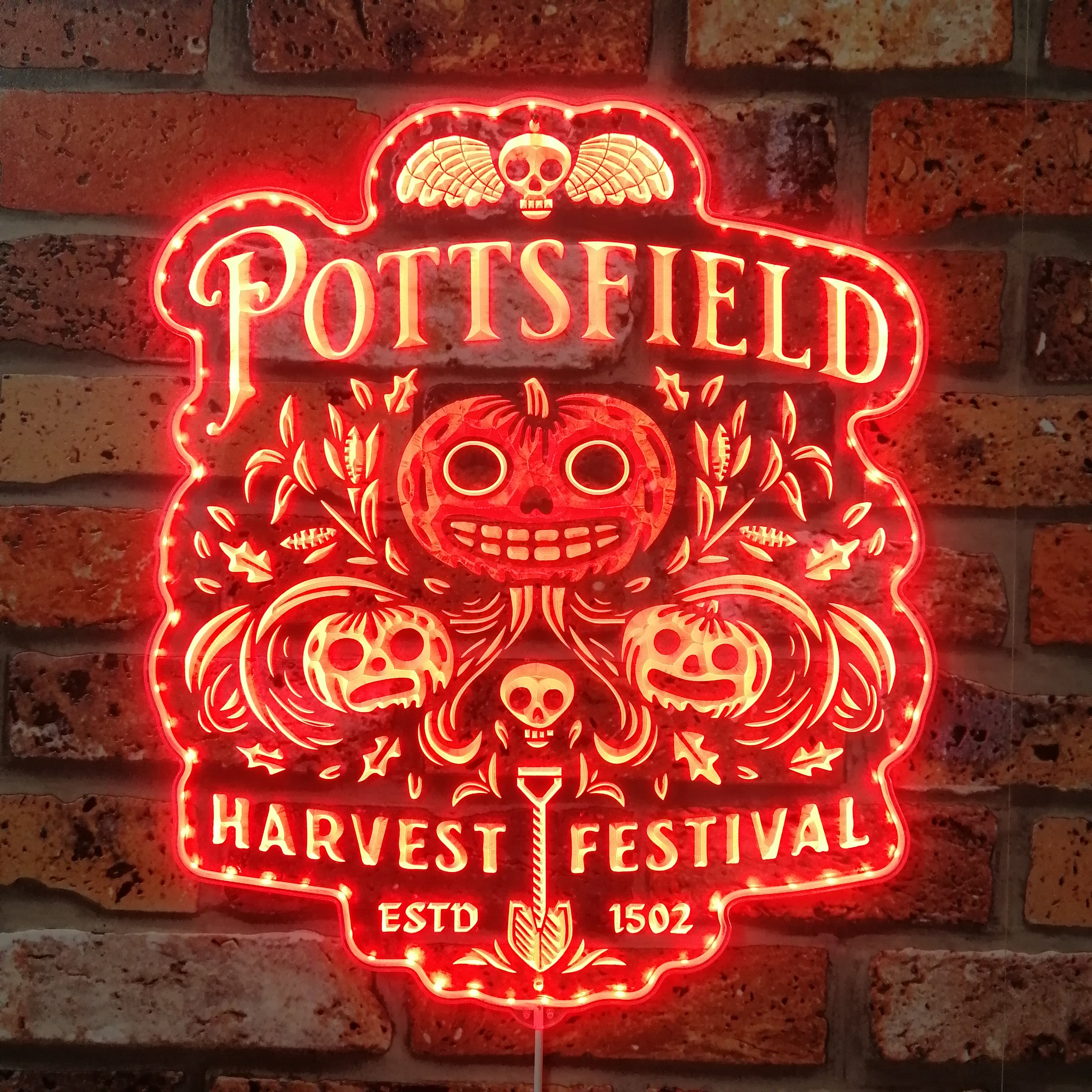 Pottsfield Harvest Festival Dynamic RGB Edge Lit LED Sign