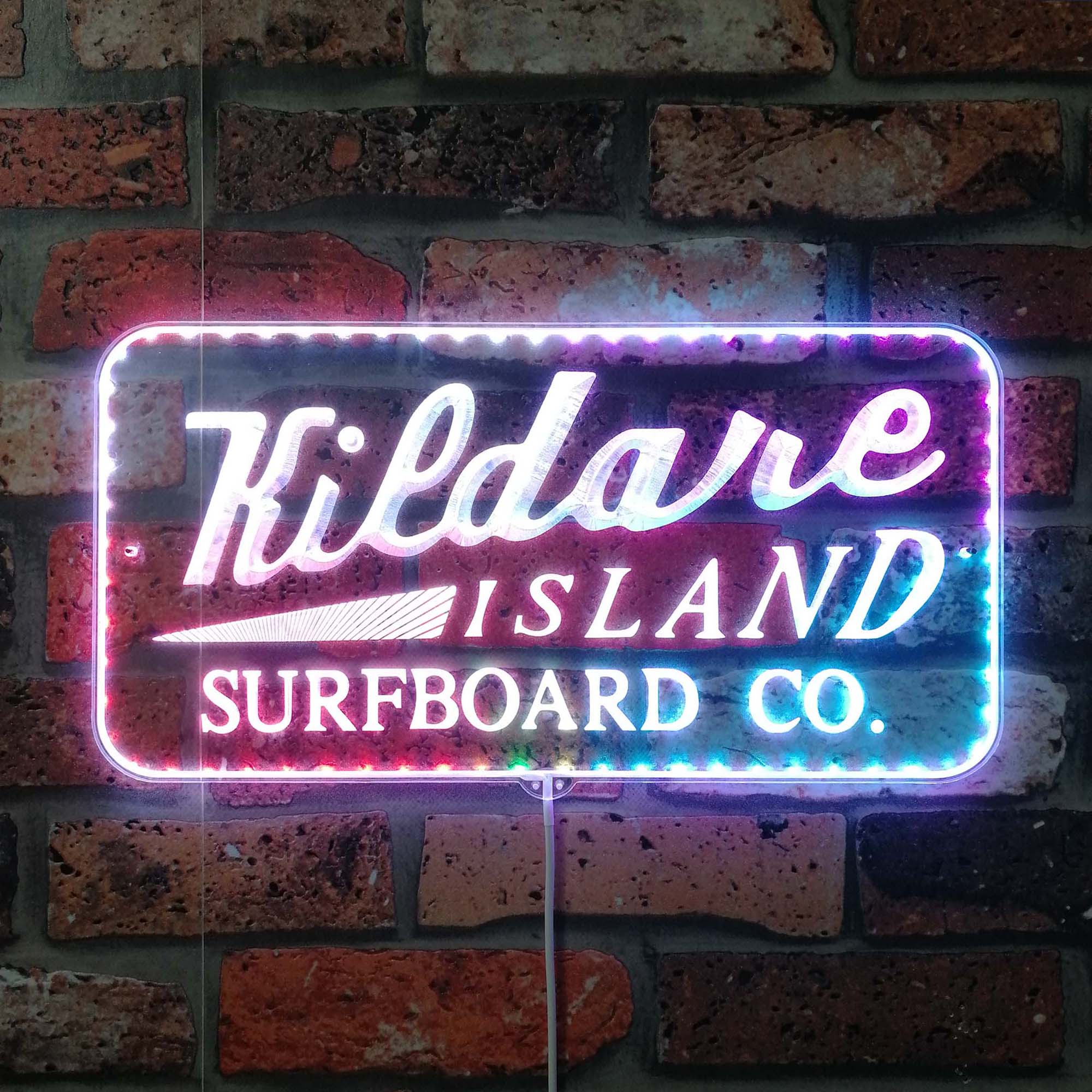 Kildare Island Surfboard C Dynamic RGB Edge Lit LED Sign