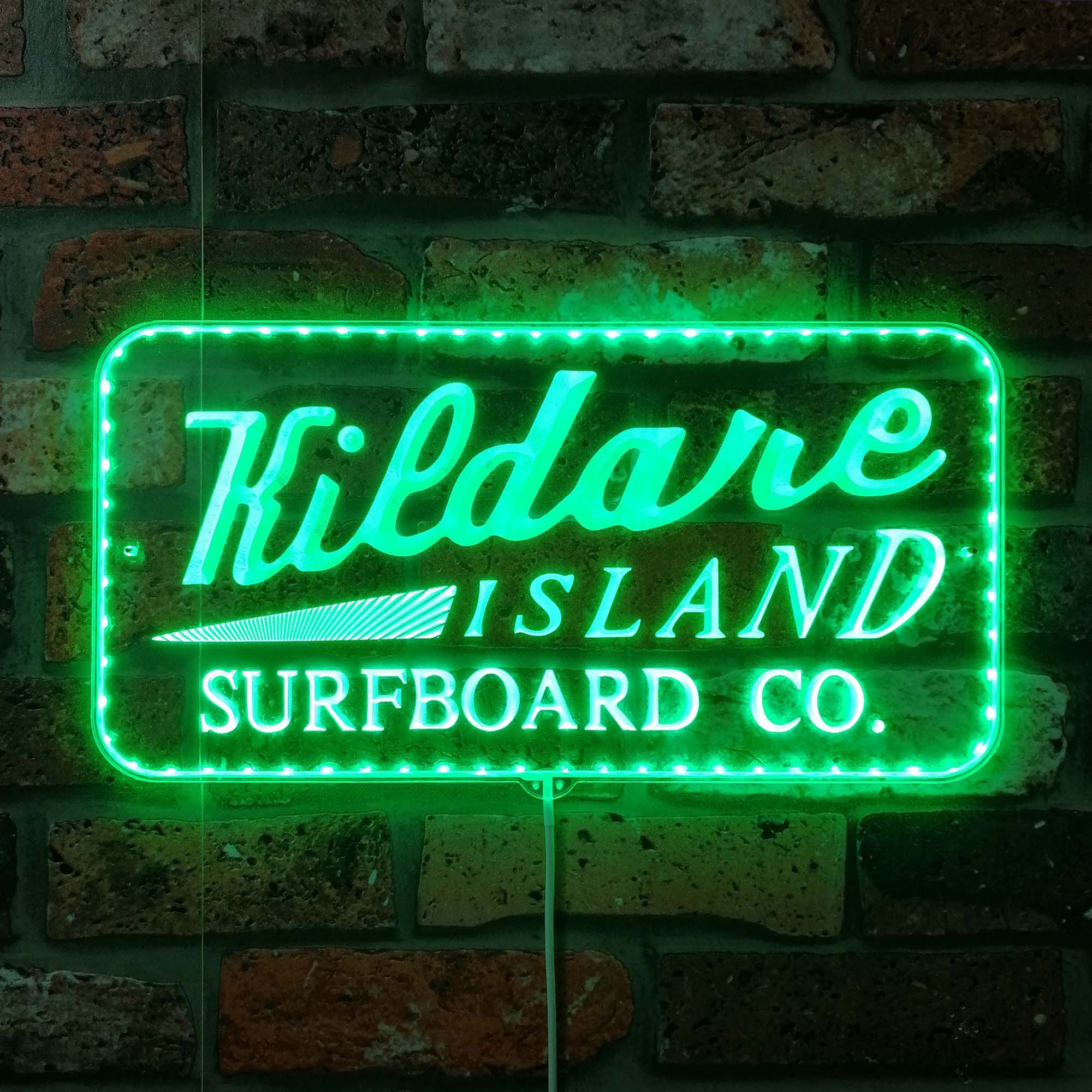 Kildare Island Surfboard Co. Dynamic RGB Edge Lit LED Sign