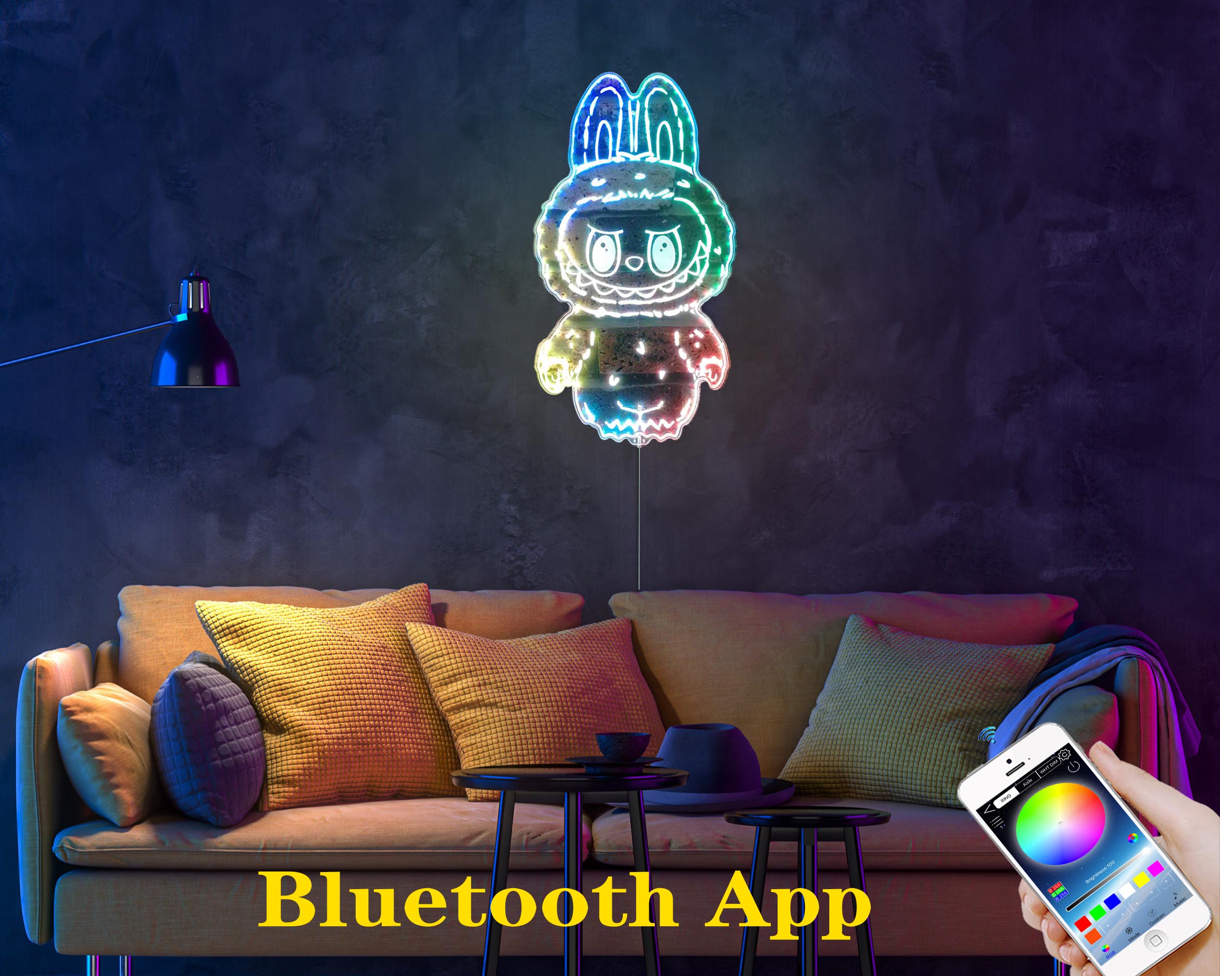 Labubu Monster Neon LED Sign with Dynamic RGB Colors