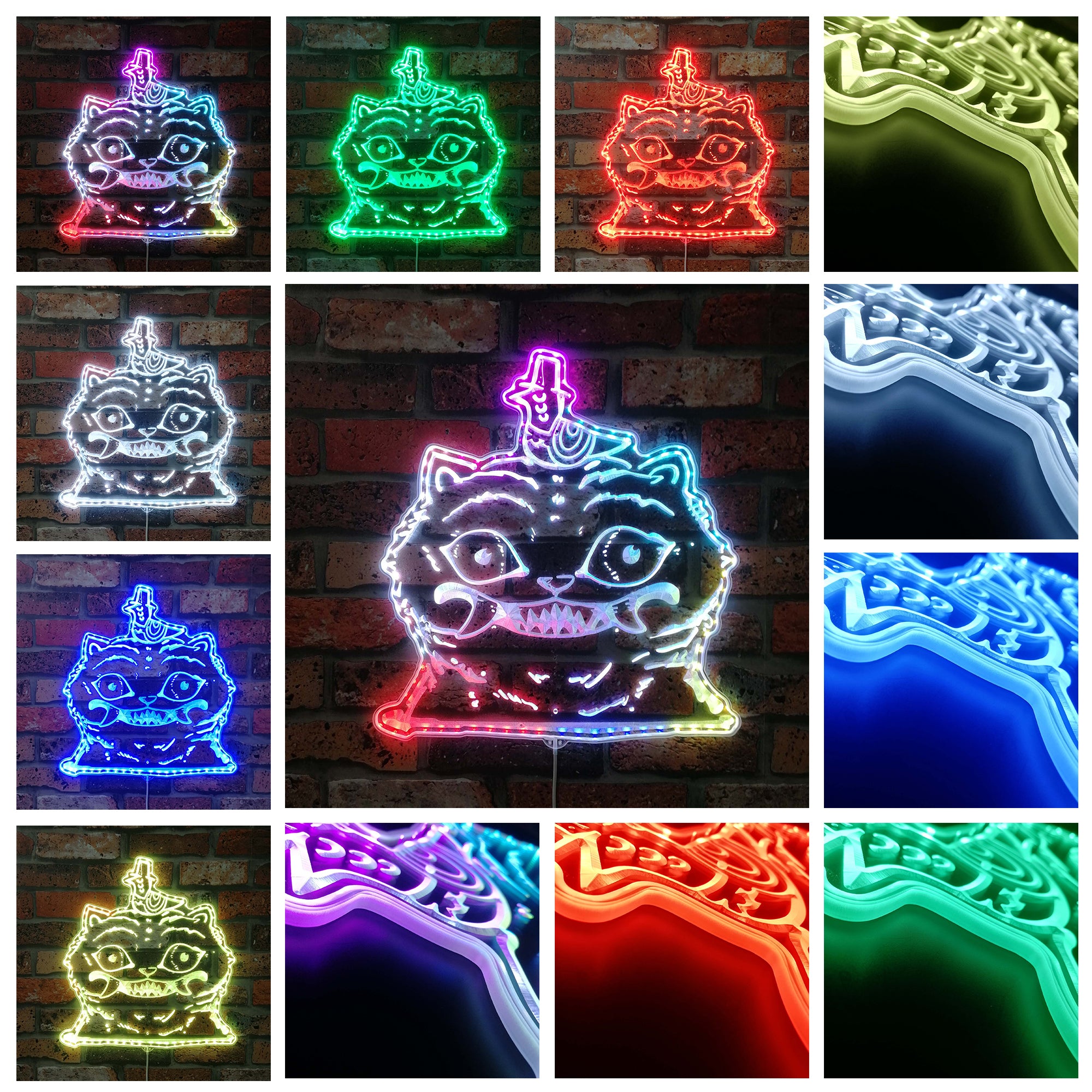 Kpop Demon Hunters Derpy Tiger Neon LED Sign with Dynamic RGB Colors