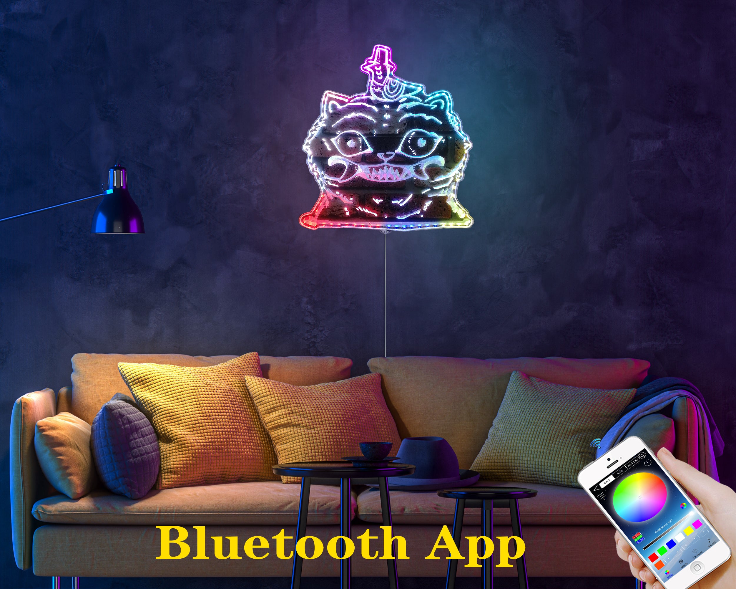 Kpop Demon Hunters Derpy Tiger Neon LED Sign with Dynamic RGB Colors