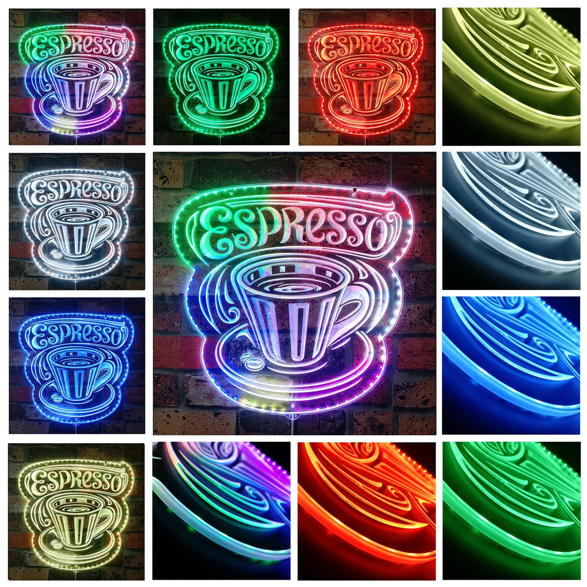 ADVPRO Espresso Coffee Shop RGB Dynamic Glam LED Sign - Cut-to-Edge ...