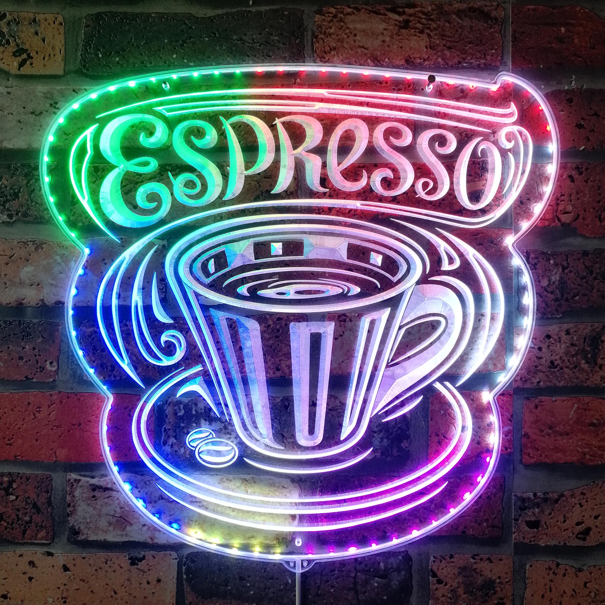 ADVPRO Espresso Coffee Shop RGB Dynamic Glam LED Sign - Cut-to-Edge ...