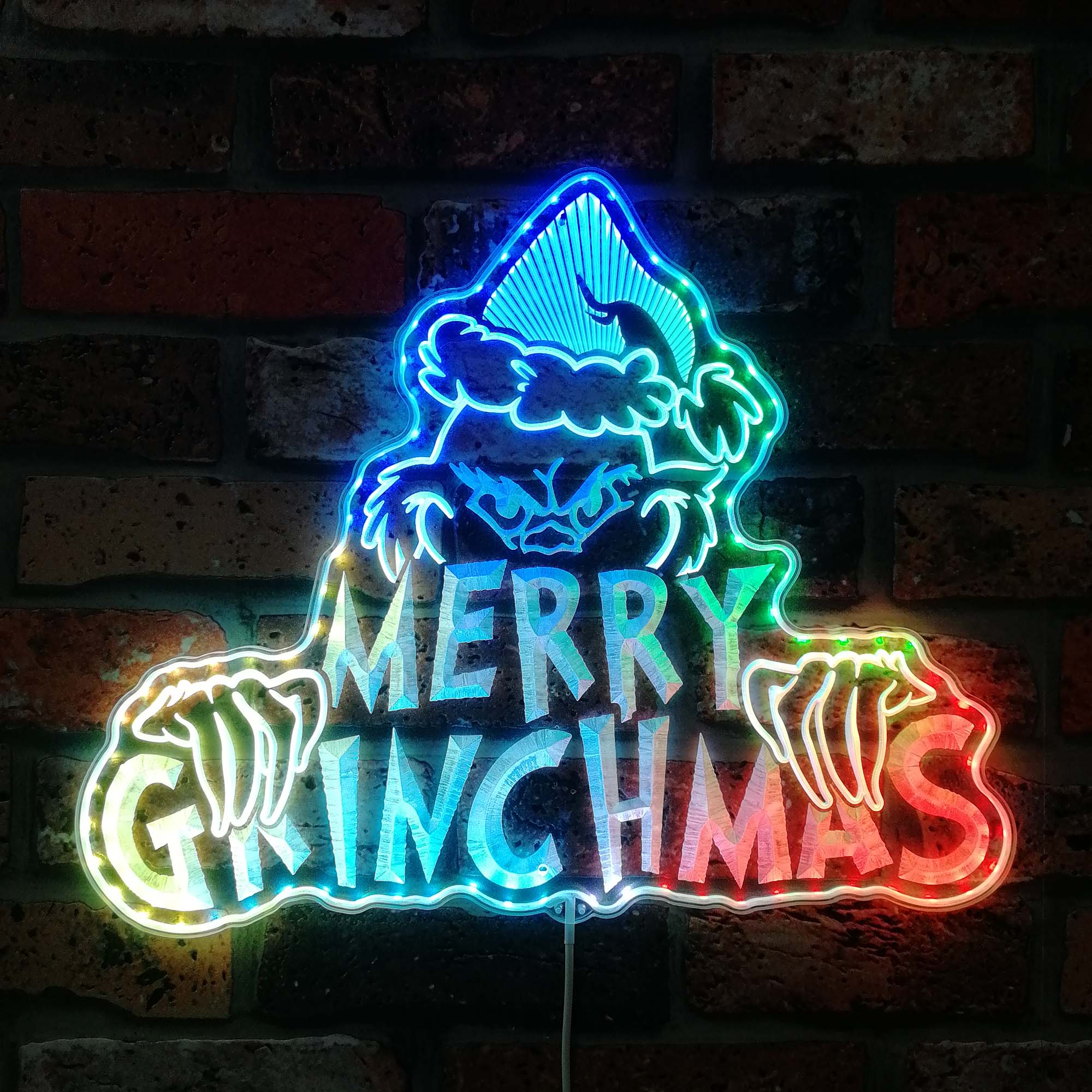 Personalized Grinch Christmas Dynamic RGB Edge Lit LED Sign