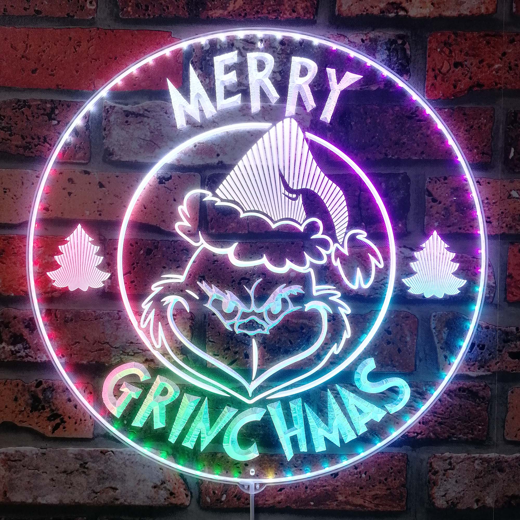 Personalized Grinch Christmas Dynamic RGB Edge Lit LED Sign