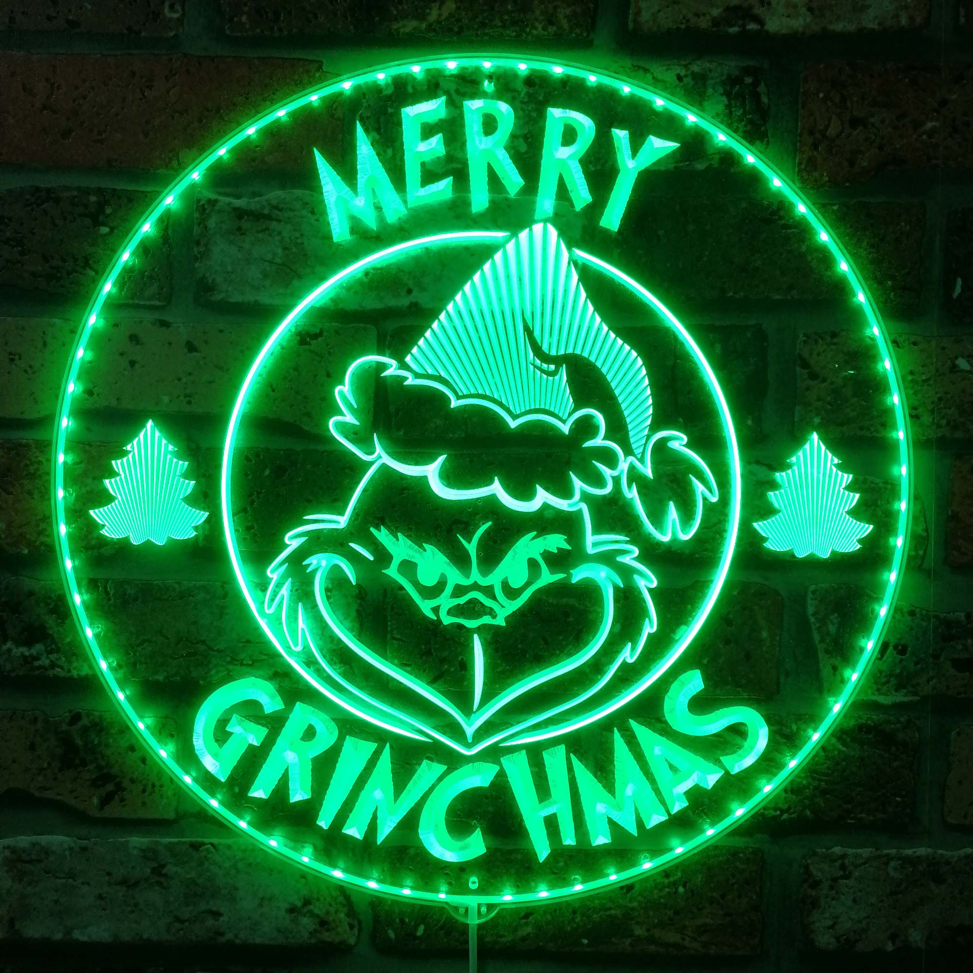 Personalized Grinch Christmas Dynamic RGB Edge Lit LED Sign