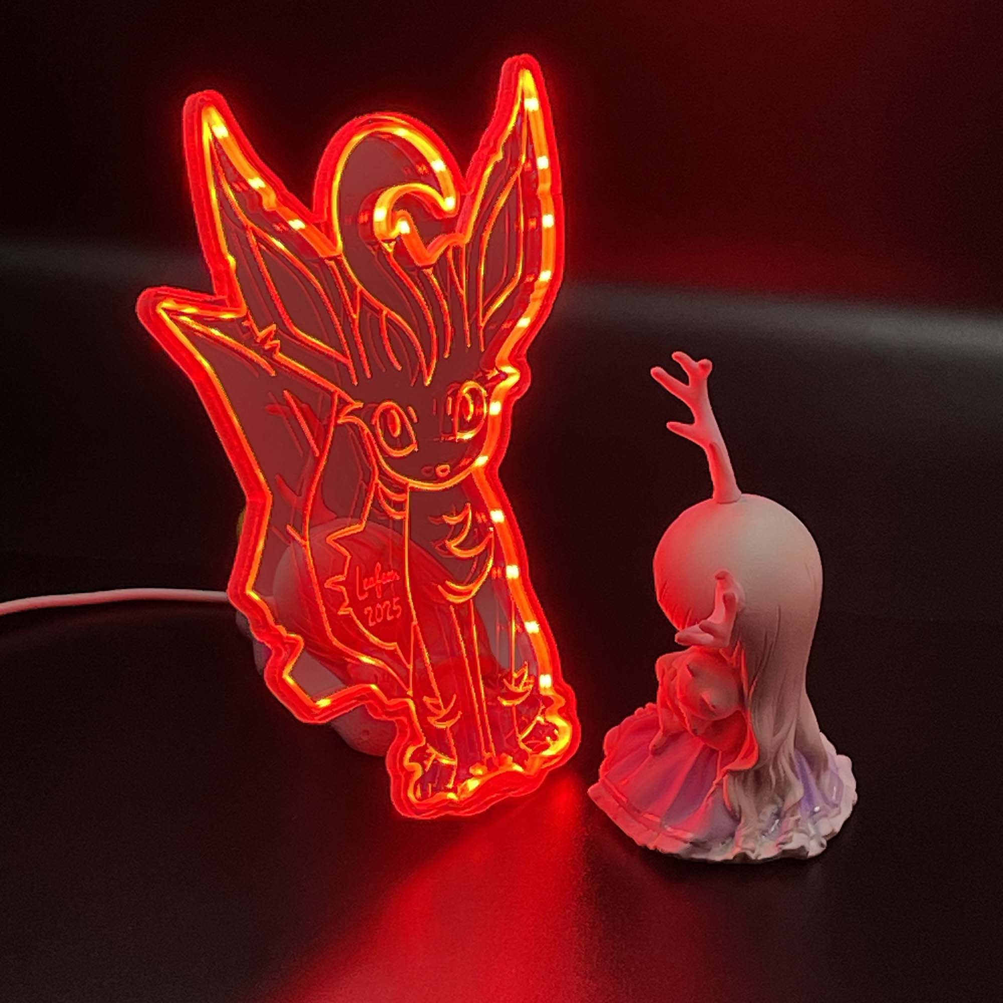 Leafeon Eevee  Neon LED Sign with Dynamic RGB Colors Mirror Backing
