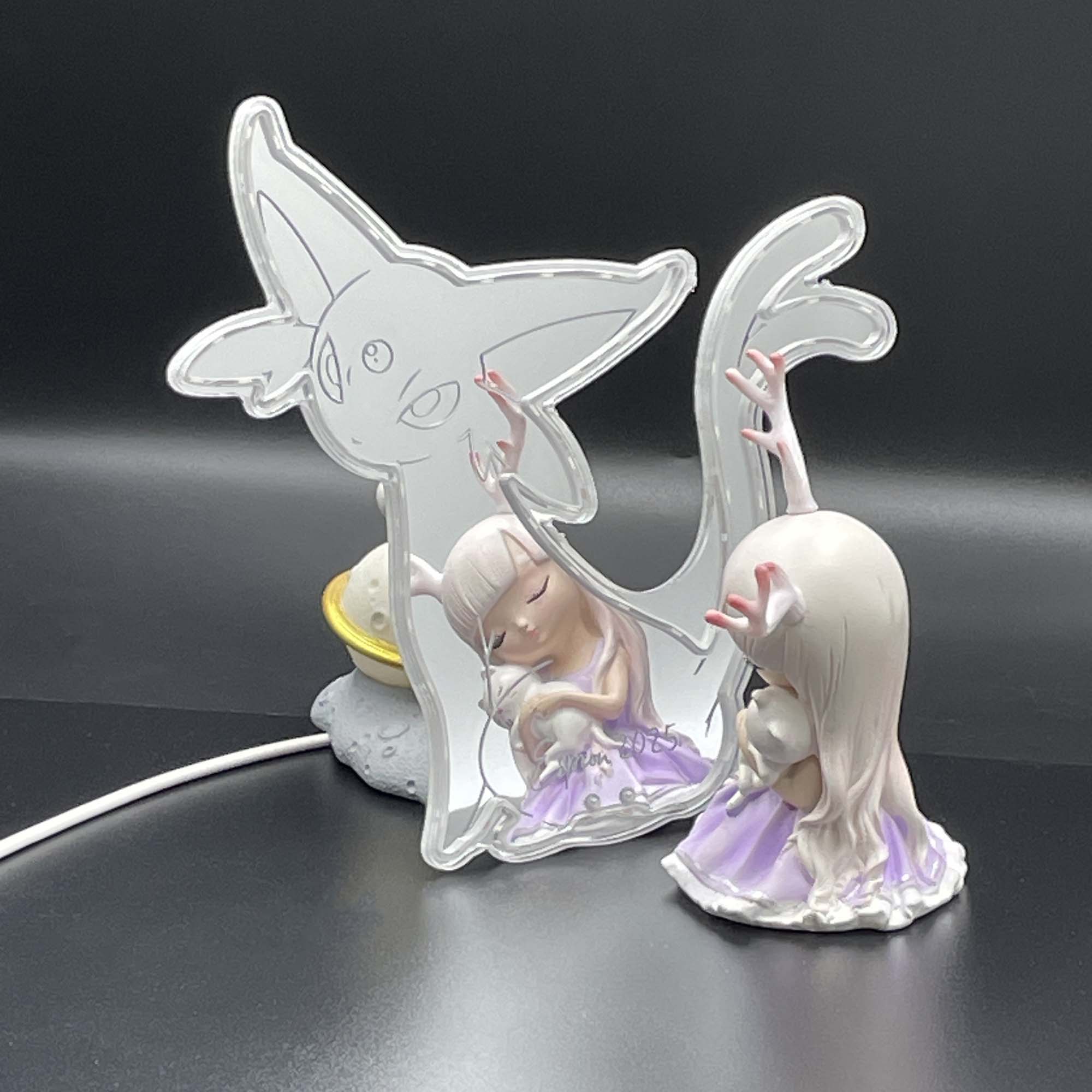 Espeon Eevee  Neon LED Sign with Dynamic RGB Colors Mirror Backing