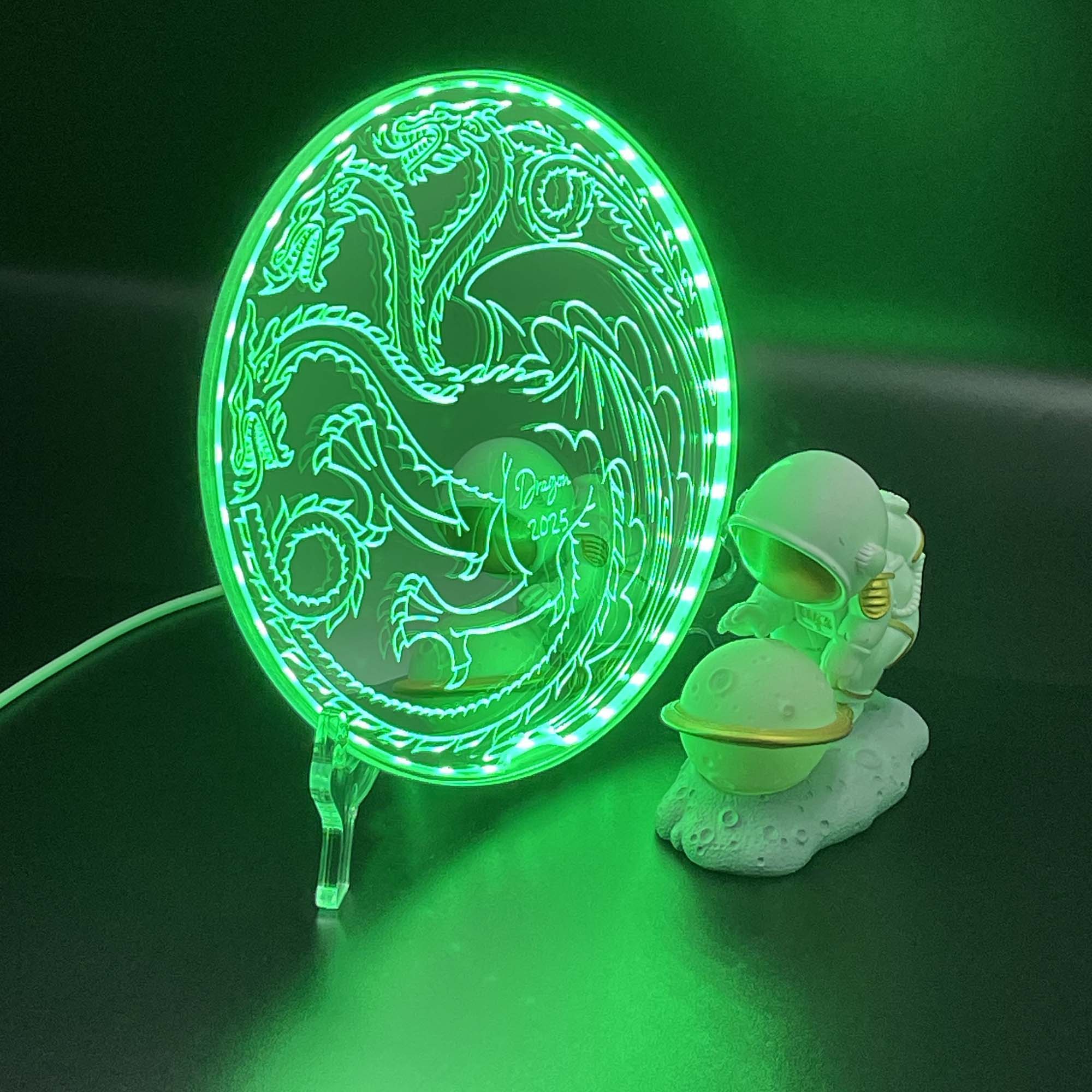 House of the Dragons  Neon LED Sign with Dynamic RGB Colors Mirror Backing