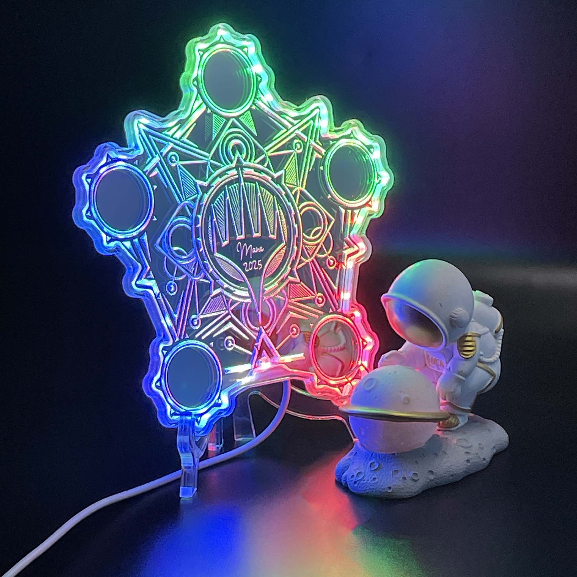 Magic the Gathering Elemetns  Neon LED Sign with Dynamic RGB Colors Mirror Backing