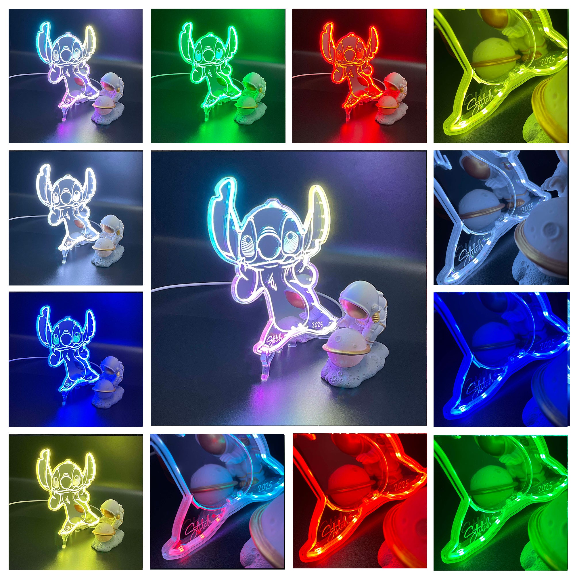 Stitch  Neon LED Sign with Dynamic RGB Colors Mirror Backing