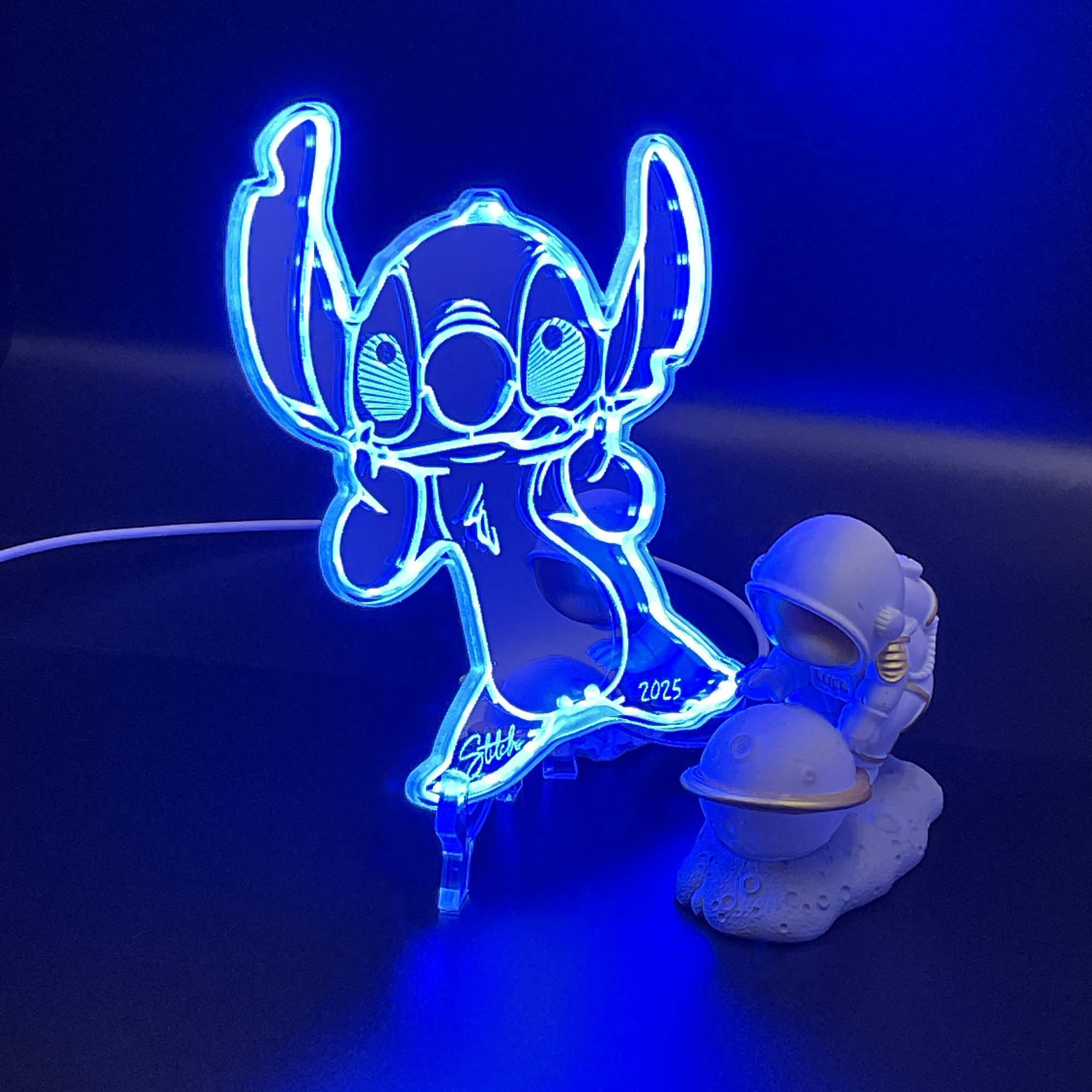 Stitch  Neon LED Sign with Dynamic RGB Colors Mirror Backing