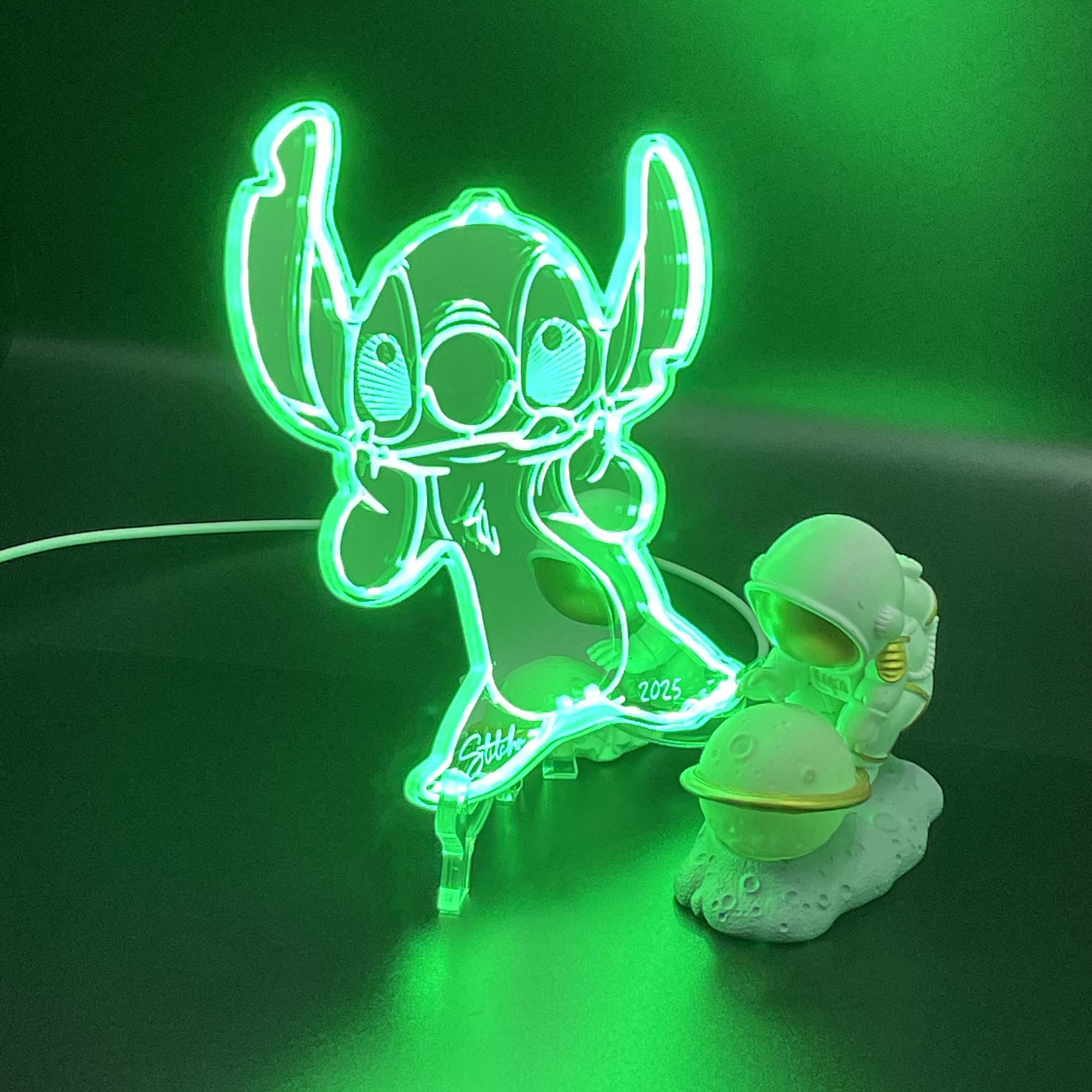 Stitch  Neon LED Sign with Dynamic RGB Colors Mirror Backing