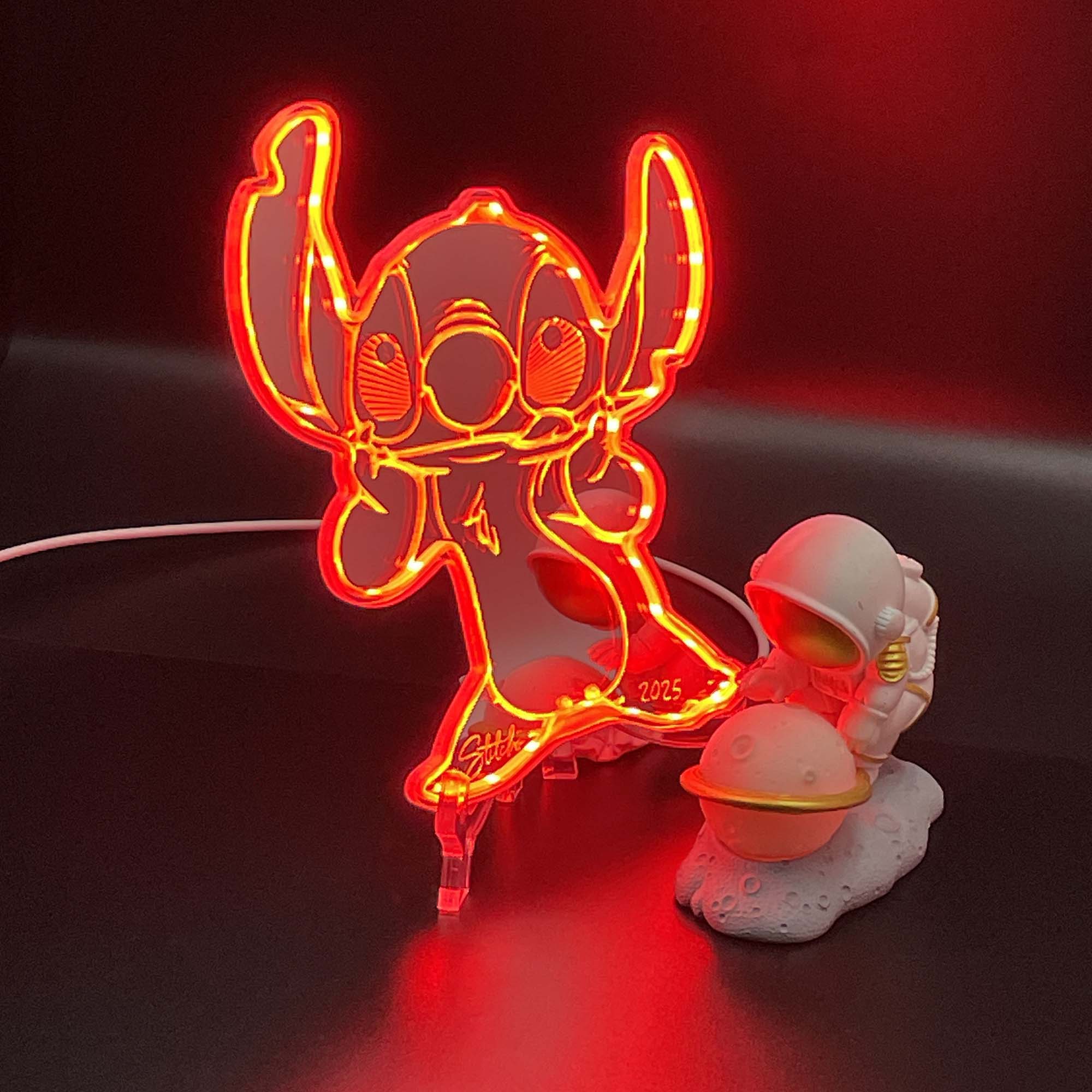 Stitch  Neon LED Sign with Dynamic RGB Colors Mirror Backing