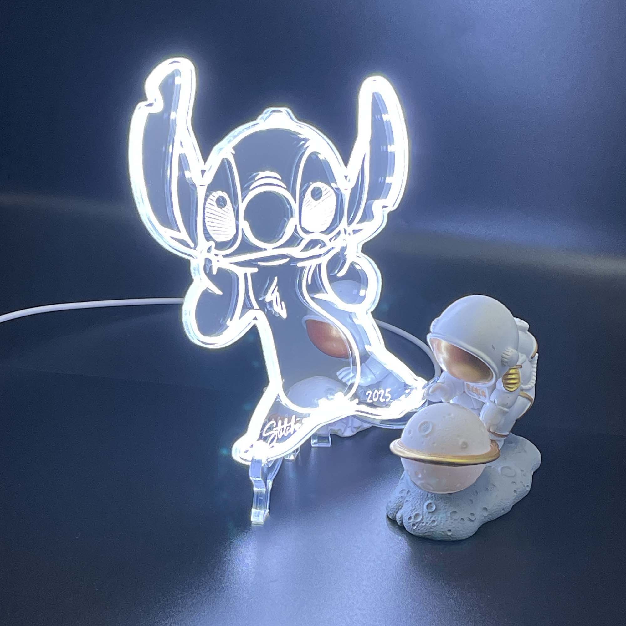 Stitch  Neon LED Sign with Dynamic RGB Colors Mirror Backing