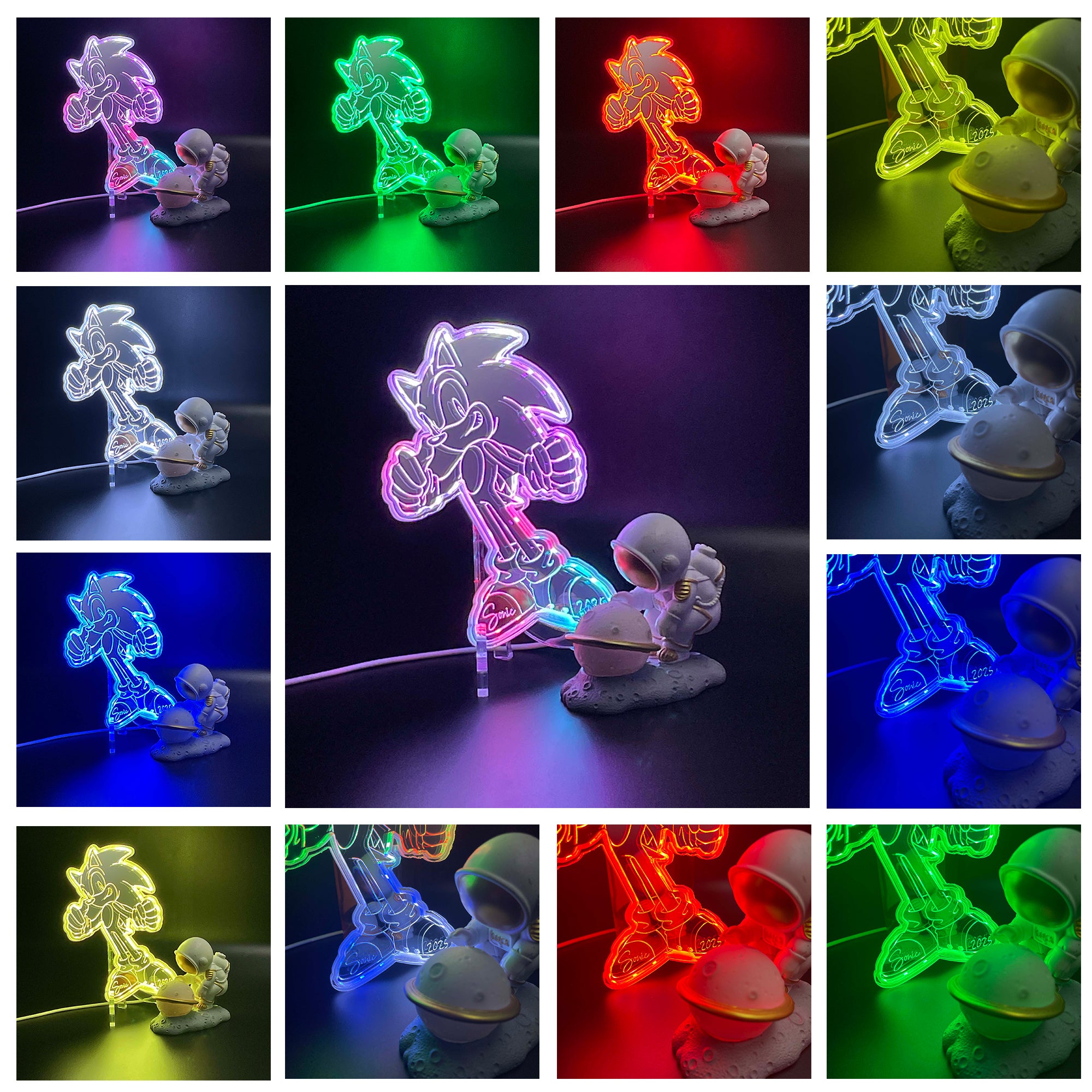 Sonic  Neon LED Sign with Dynamic RGB Colors Mirror Backing