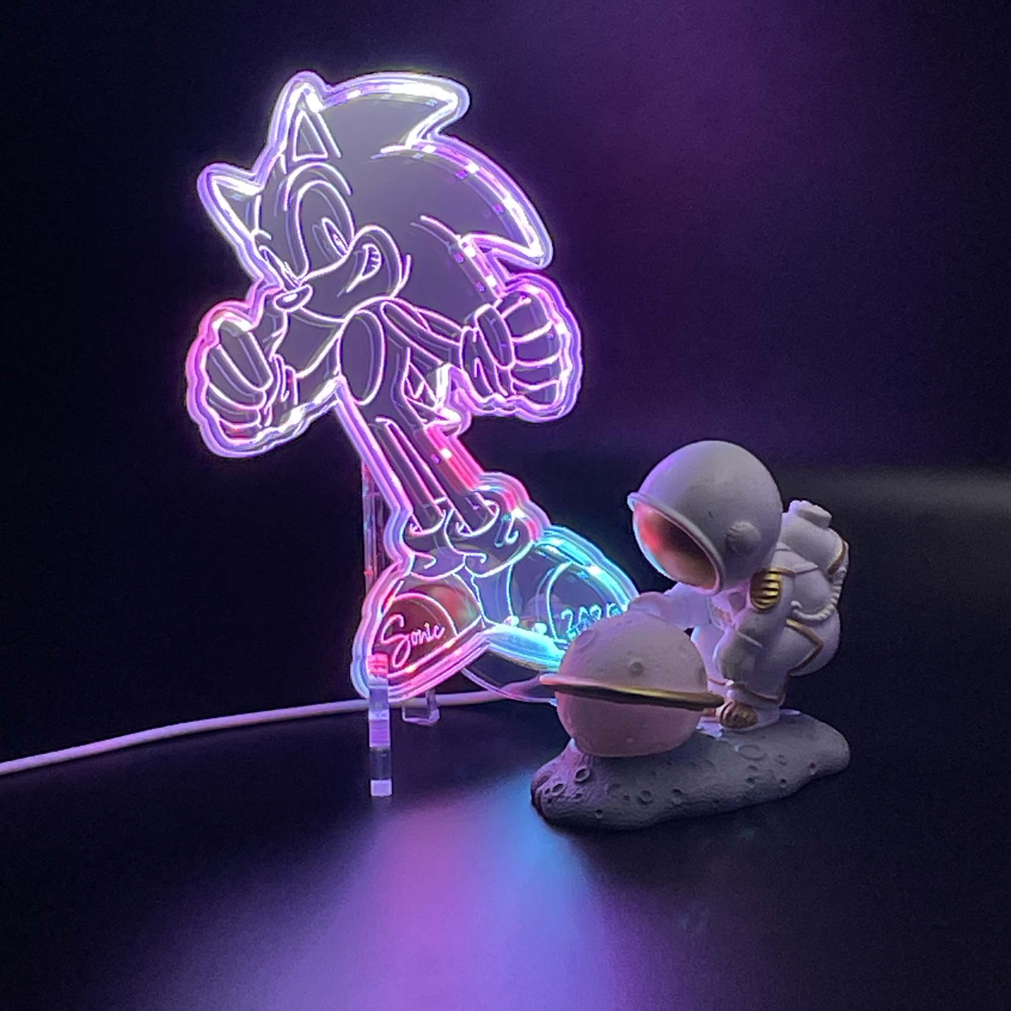 Sonic  Neon LED Sign with Dynamic RGB Colors Mirror Backing