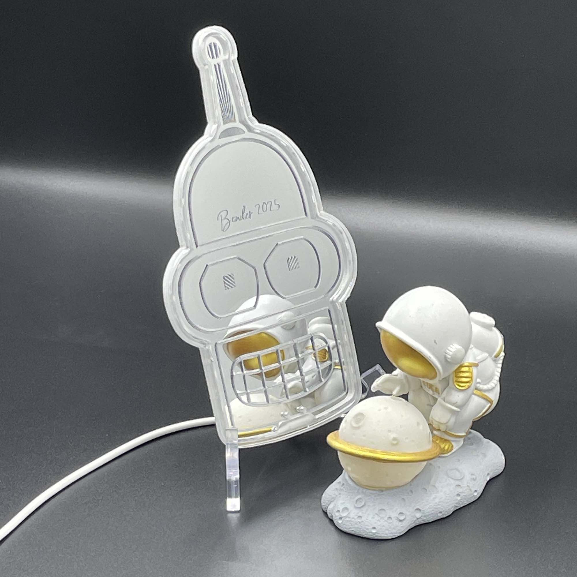 Bender Futurama  Neon LED Sign with Dynamic RGB Colors Mirror Backing