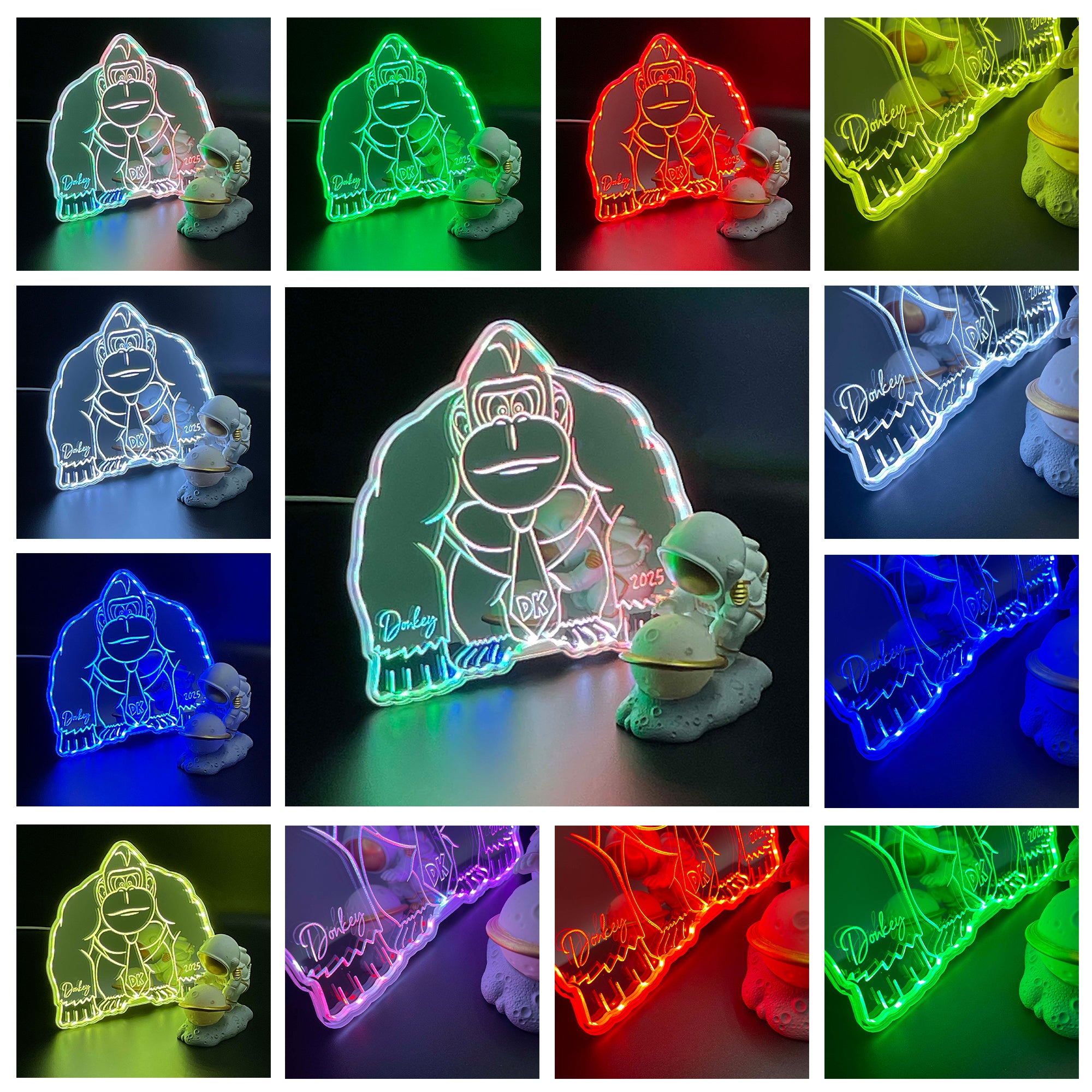 Donkey Kong Mario  Neon LED Sign with Dynamic RGB Colors Mirror Backing