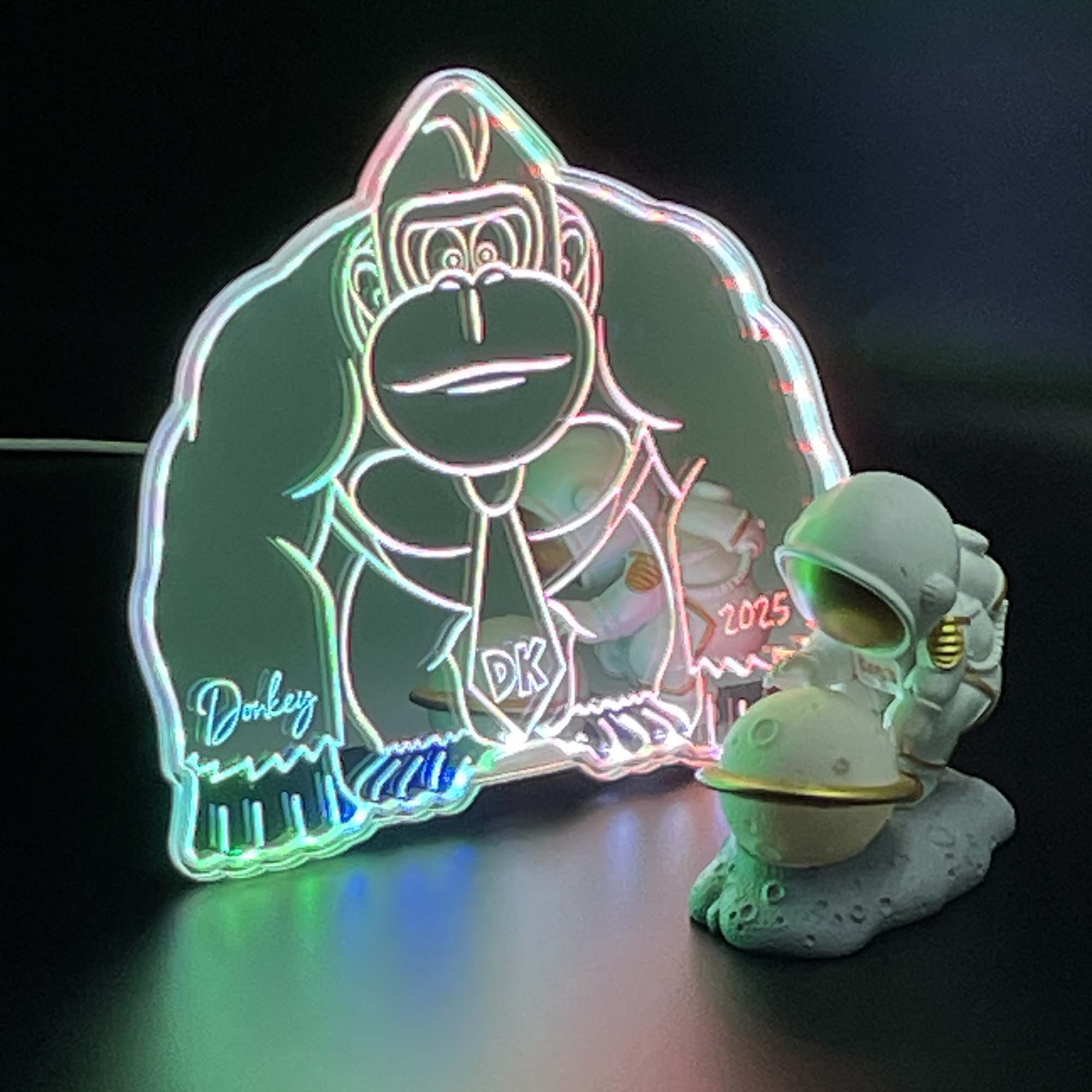 Donkey Kong Mario  Neon LED Sign with Dynamic RGB Colors Mirror Backing