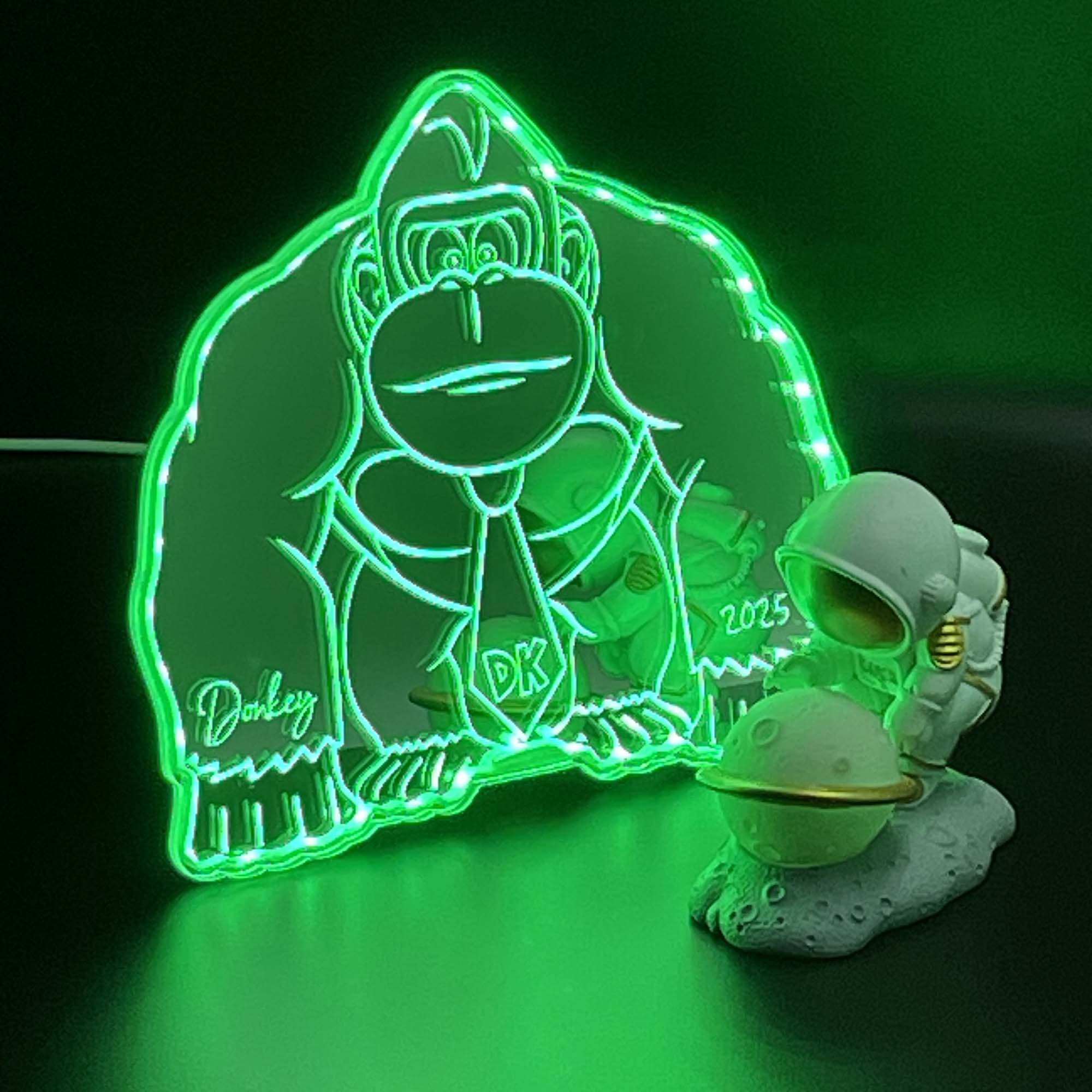 Donkey Kong Mario  Neon LED Sign with Dynamic RGB Colors Mirror Backing