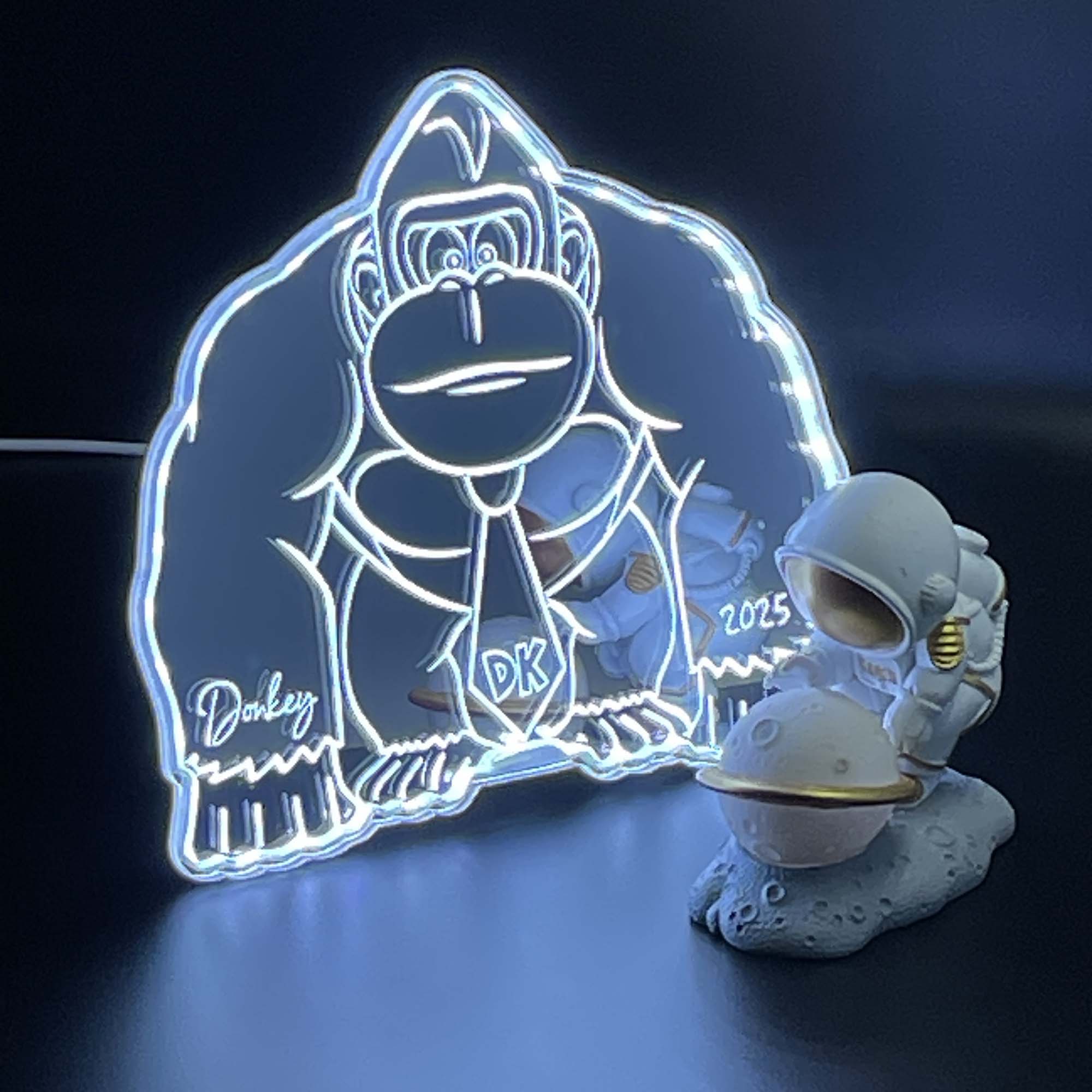 Donkey Kong Mario  Neon LED Sign with Dynamic RGB Colors Mirror Backing