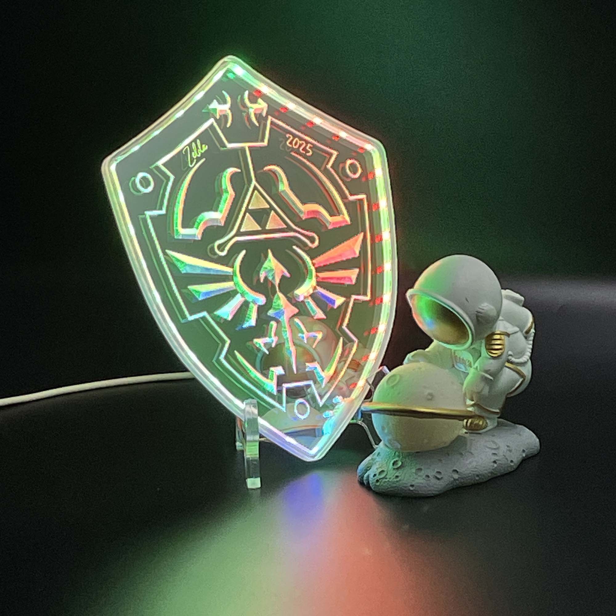 Legend of Zelda Coaster Hylian shield  Neon LED Sign with Dynamic RGB Colors Mirror Backing