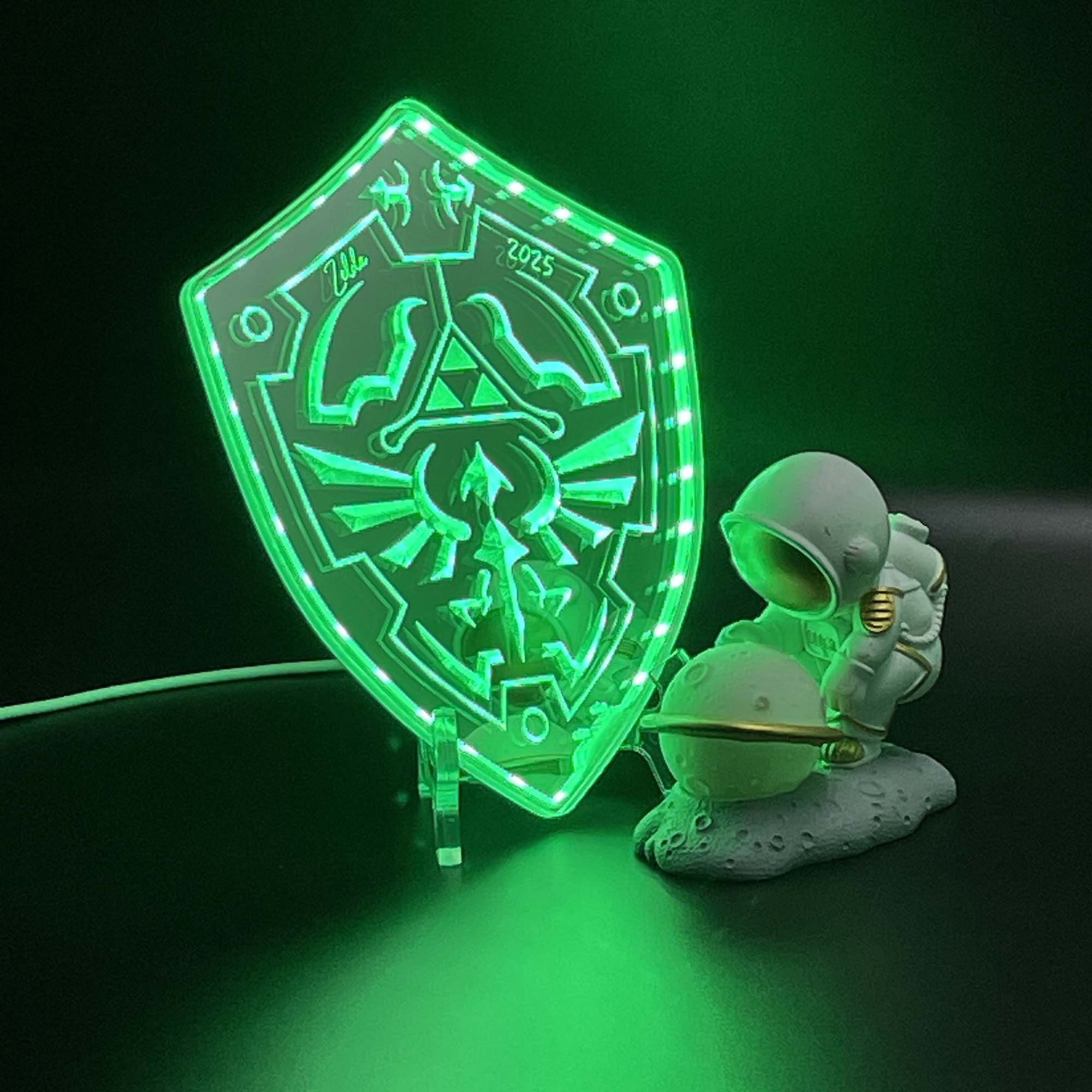 Legend of Zelda Coaster Hylian shield  Neon LED Sign with Dynamic RGB Colors Mirror Backing