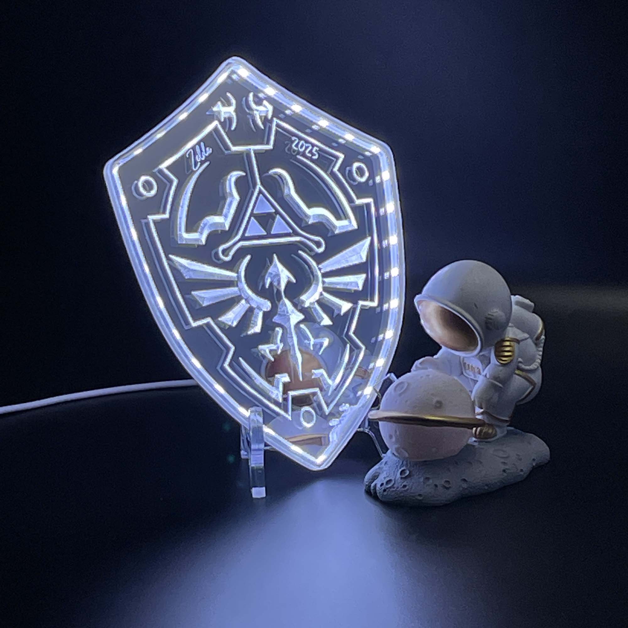 Legend of Zelda Coaster Hylian shield  Neon LED Sign with Dynamic RGB Colors Mirror Backing