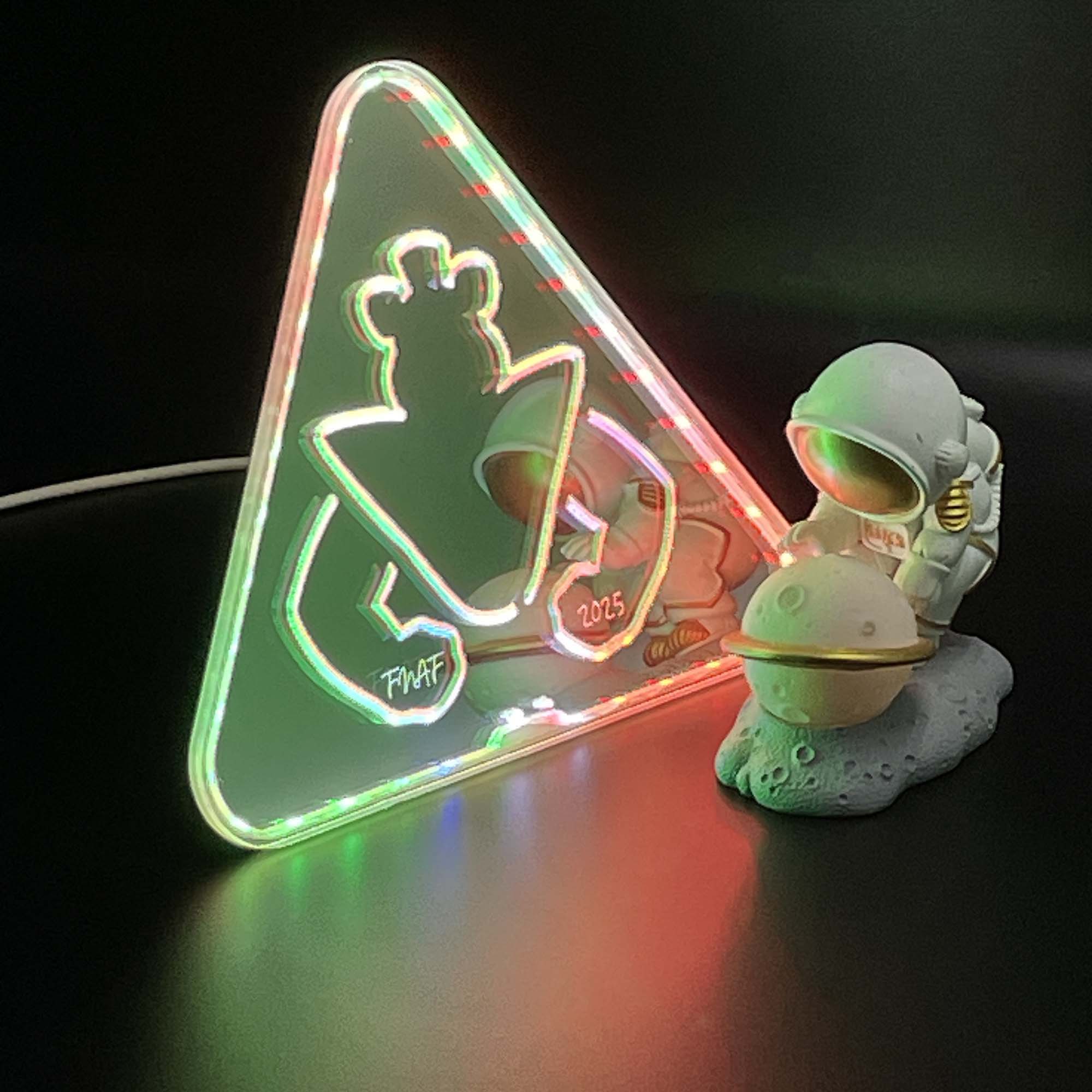 FNAF Security Breach Warning  Neon LED Sign with Dynamic RGB Colors Mirror Backing