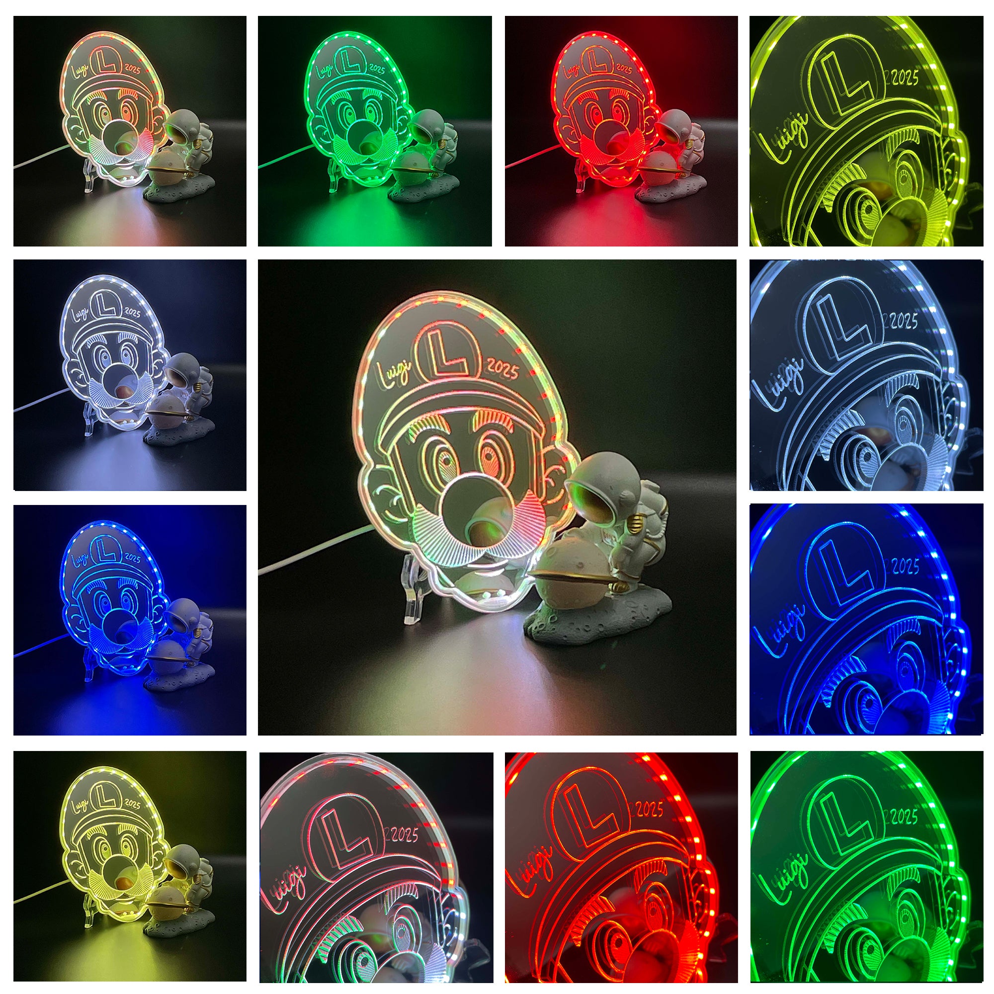 Super Mario Luigi  Neon LED Sign with Dynamic RGB Colors Mirror Backing