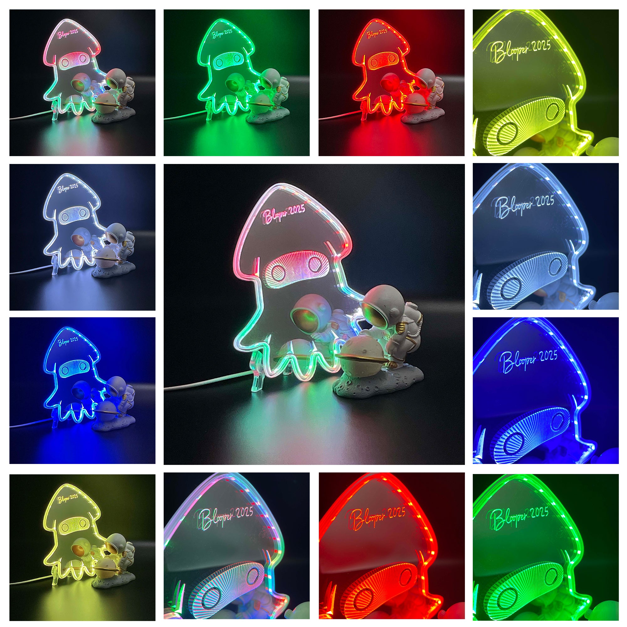 Mario Blooper  Neon LED Sign with Dynamic RGB Colors Mirror Backing