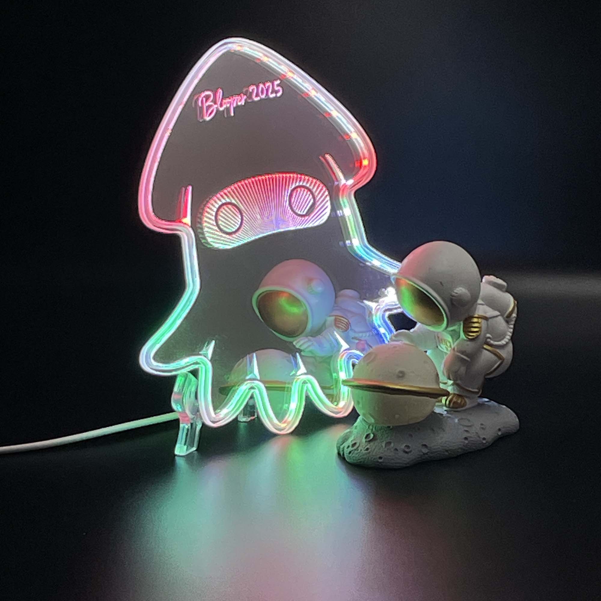 Mario Blooper  Neon LED Sign with Dynamic RGB Colors Mirror Backing