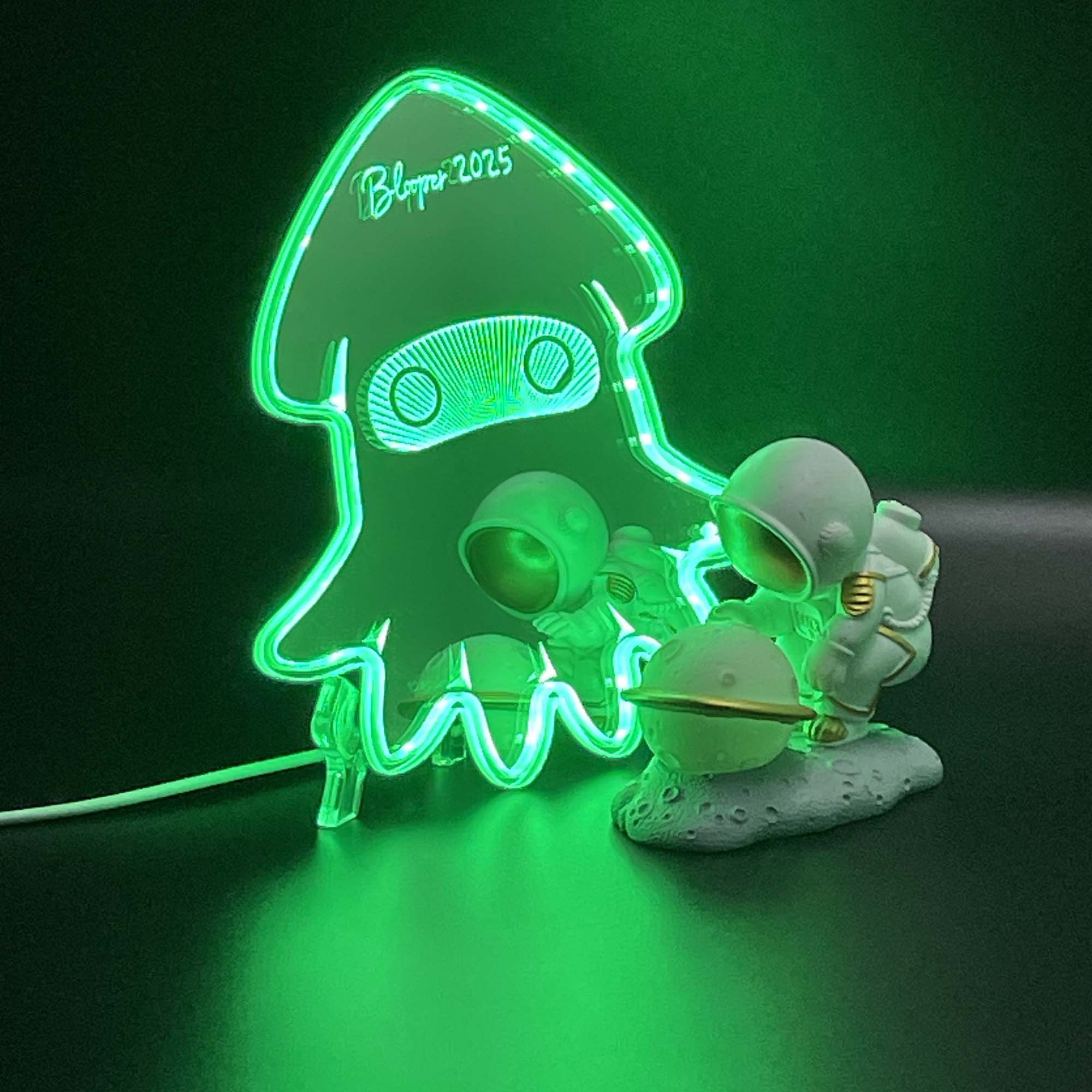 Mario Blooper  Neon LED Sign with Dynamic RGB Colors Mirror Backing