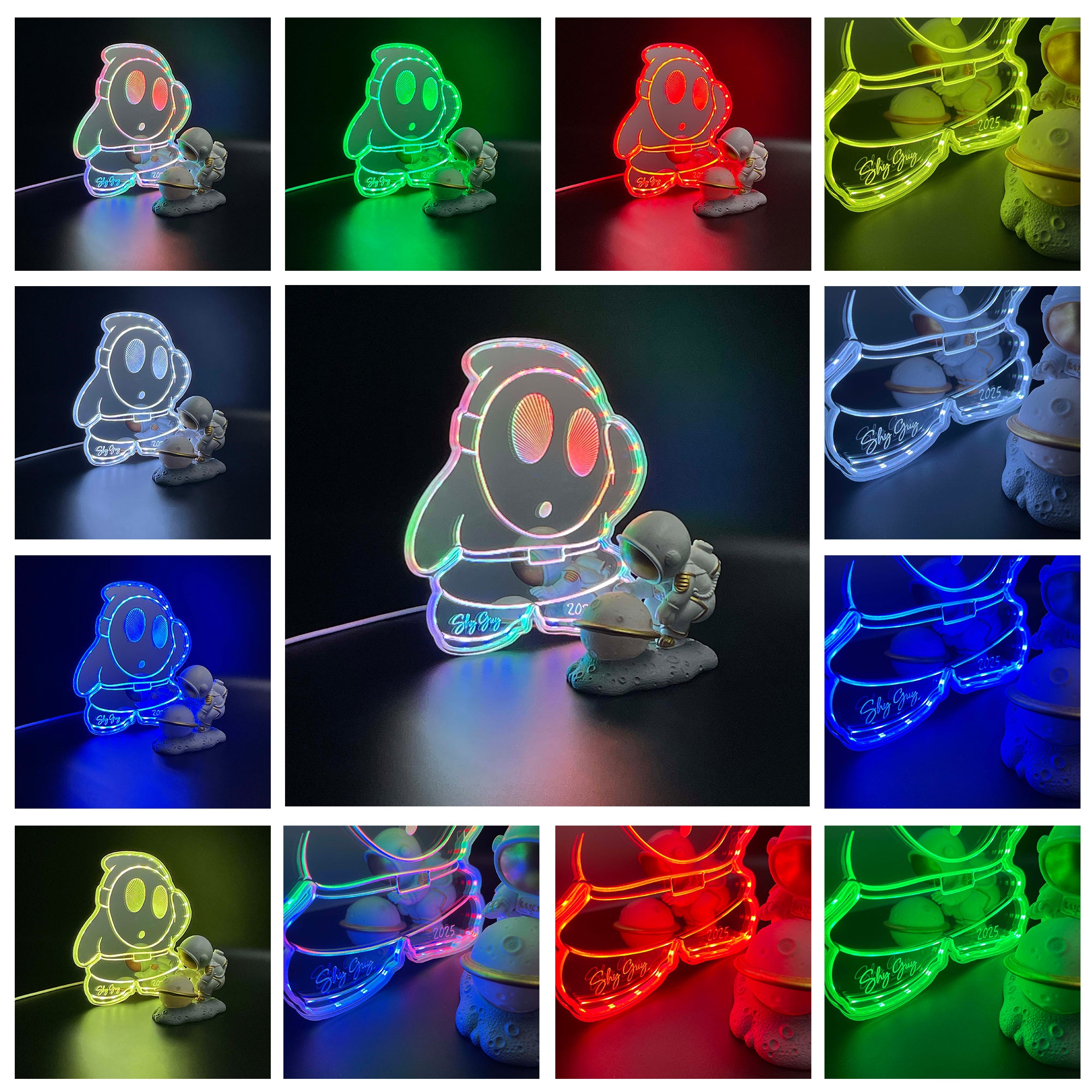 Mario Shy Guy  Neon LED Sign with Dynamic RGB Colors Mirror Backing