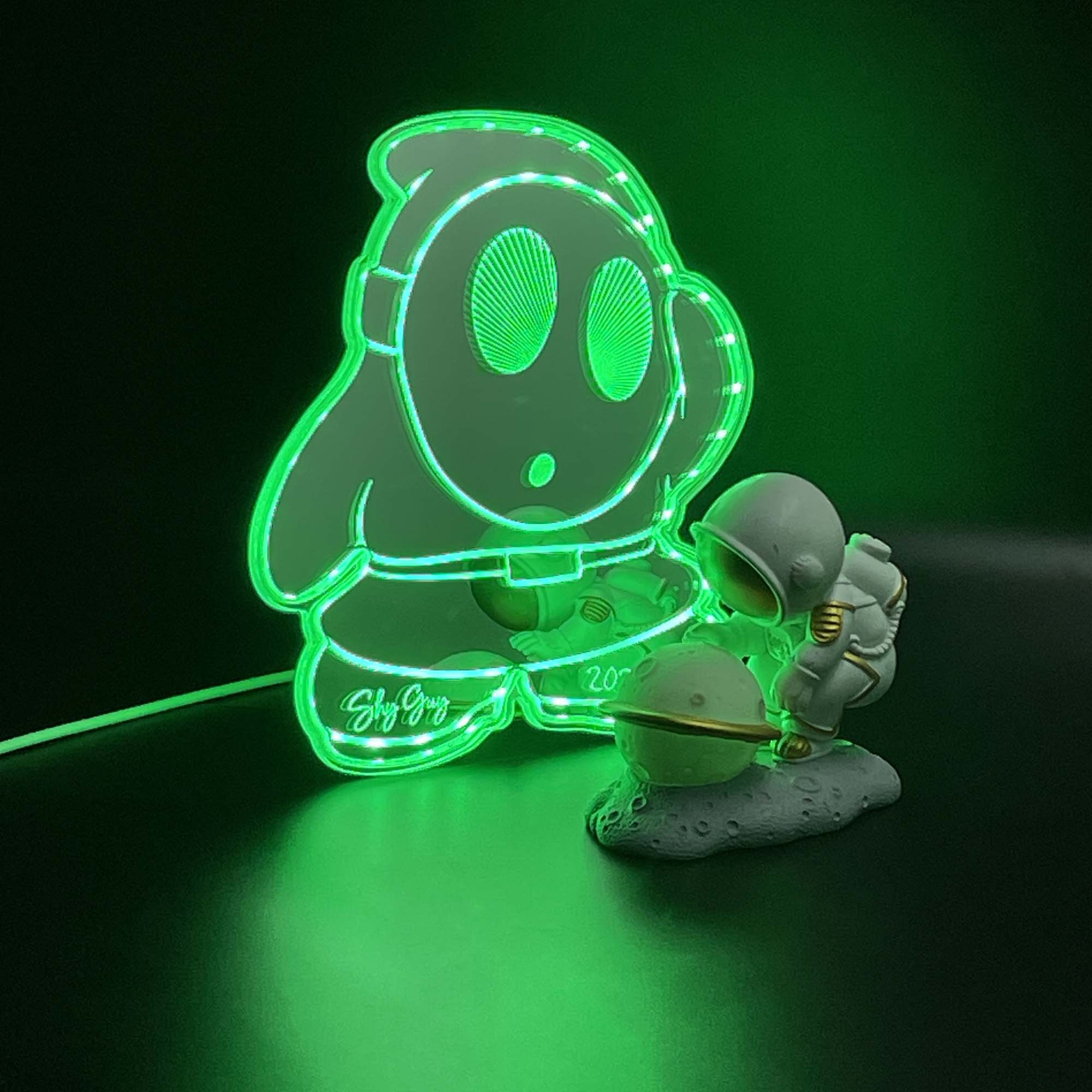 Mario Shy Guy  Neon LED Sign with Dynamic RGB Colors Mirror Backing