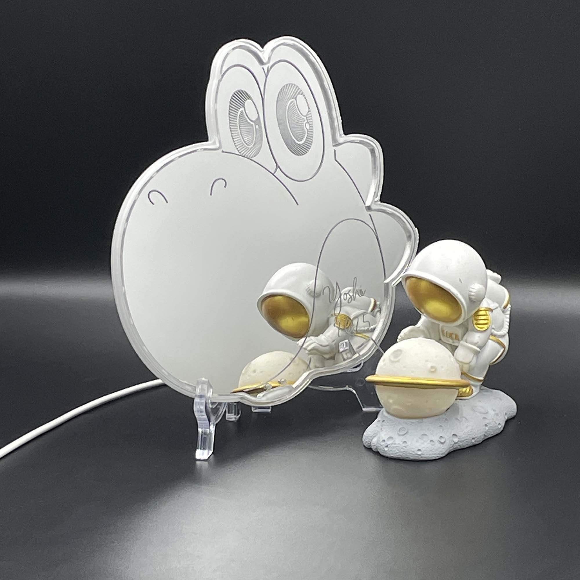 Yoshi Mario  Neon LED Sign with Dynamic RGB Colors Mirror Backing