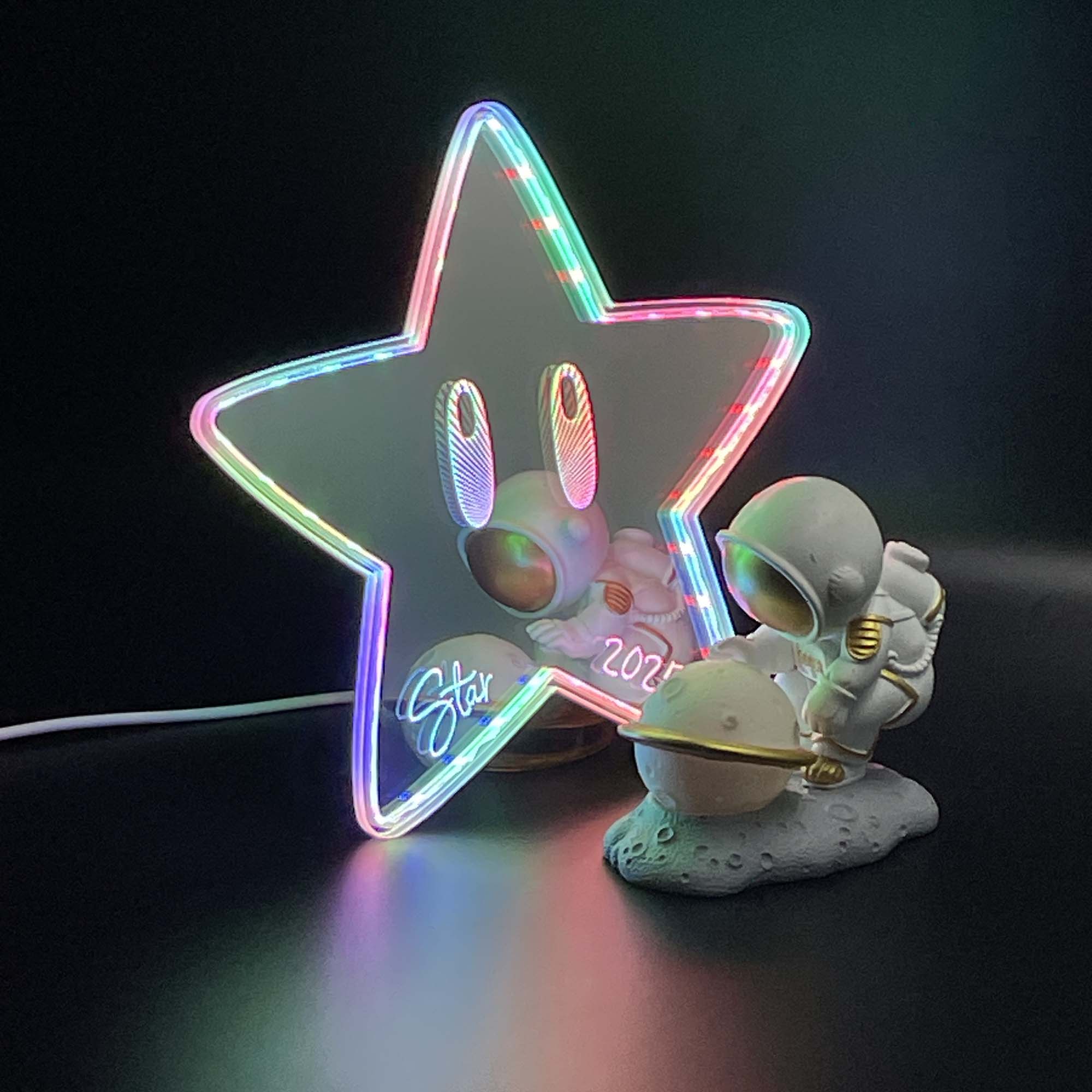 Star Mario  Neon LED Sign with Dynamic RGB Colors Mirror Backing