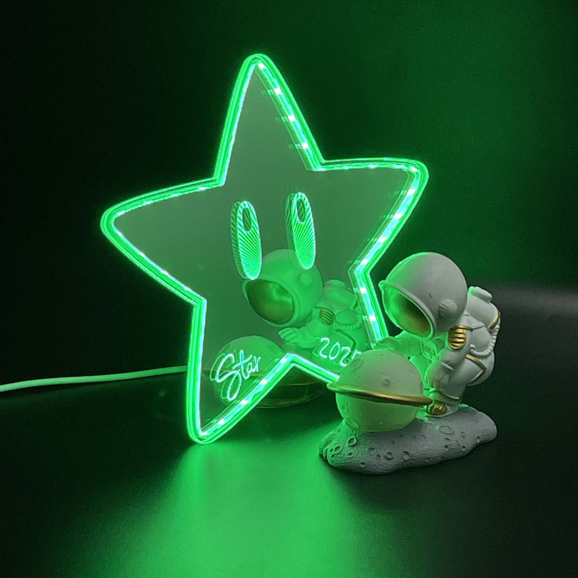 Star Mario  Neon LED Sign with Dynamic RGB Colors Mirror Backing