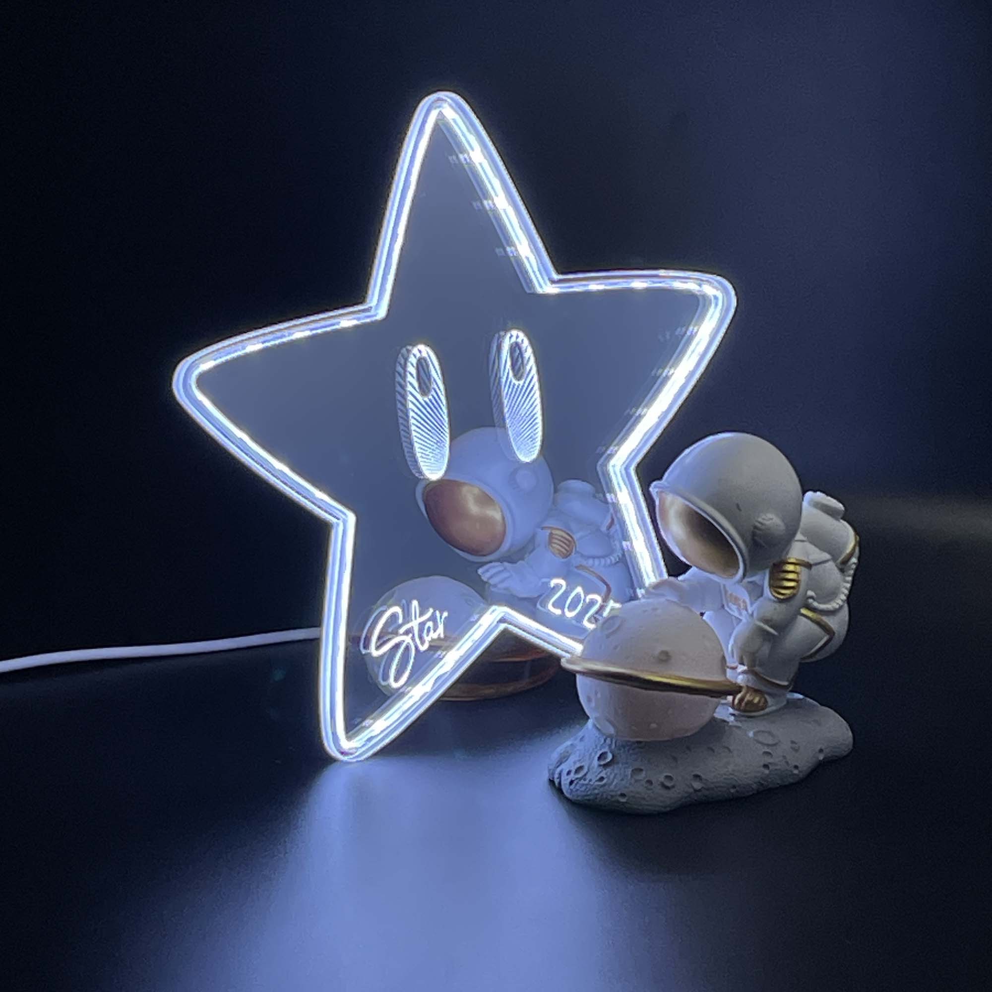 Star Mario  Neon LED Sign with Dynamic RGB Colors Mirror Backing
