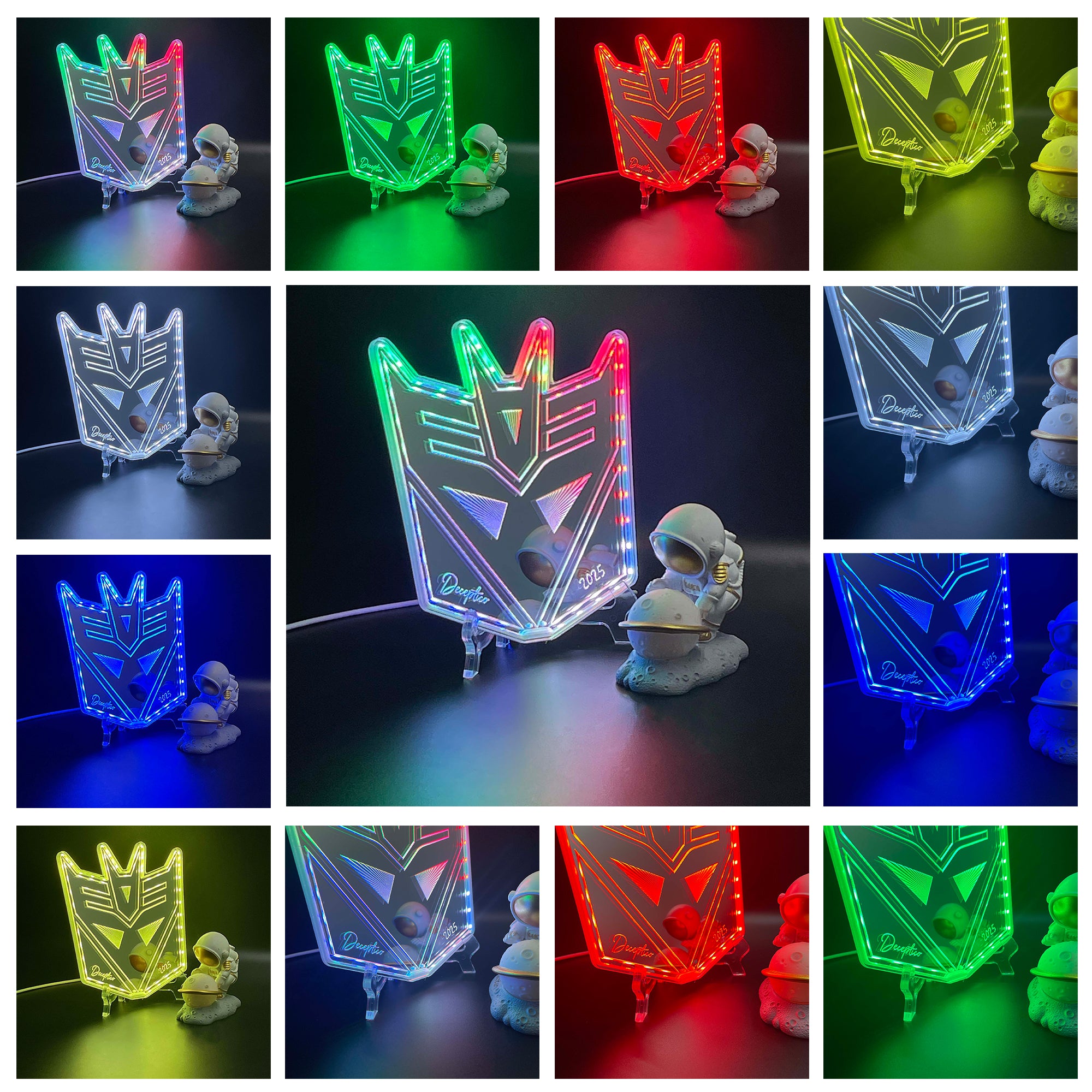 Transformers Deceptico  Neon LED Sign with Dynamic RGB Colors Mirror Backing