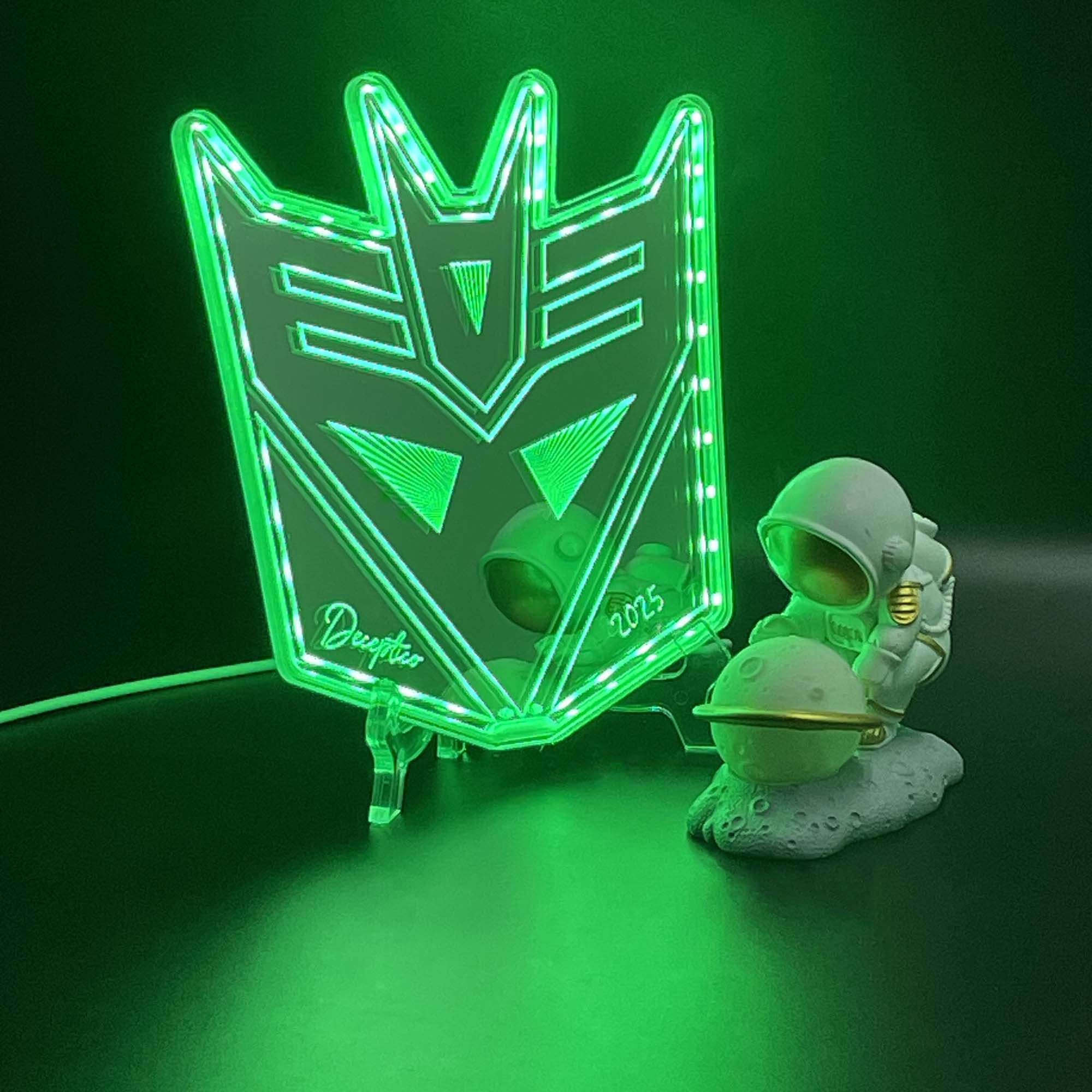 Transformers Deceptico  Neon LED Sign with Dynamic RGB Colors Mirror Backing